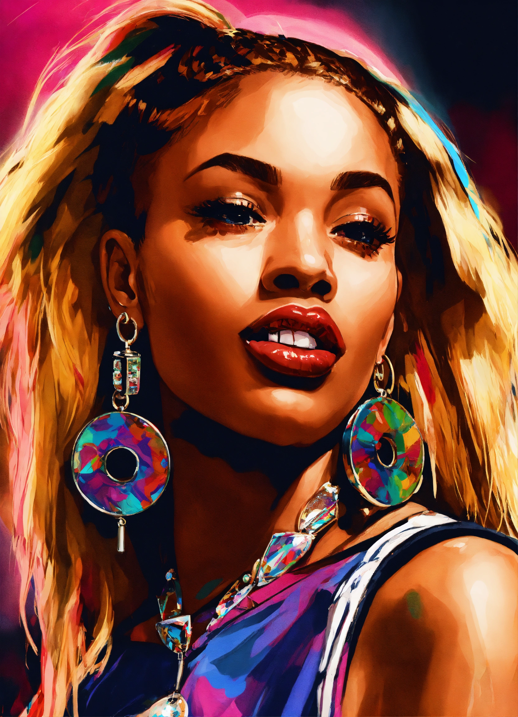 Lexica - Early 2000s female rapper with tounge out. Hoop earings ...