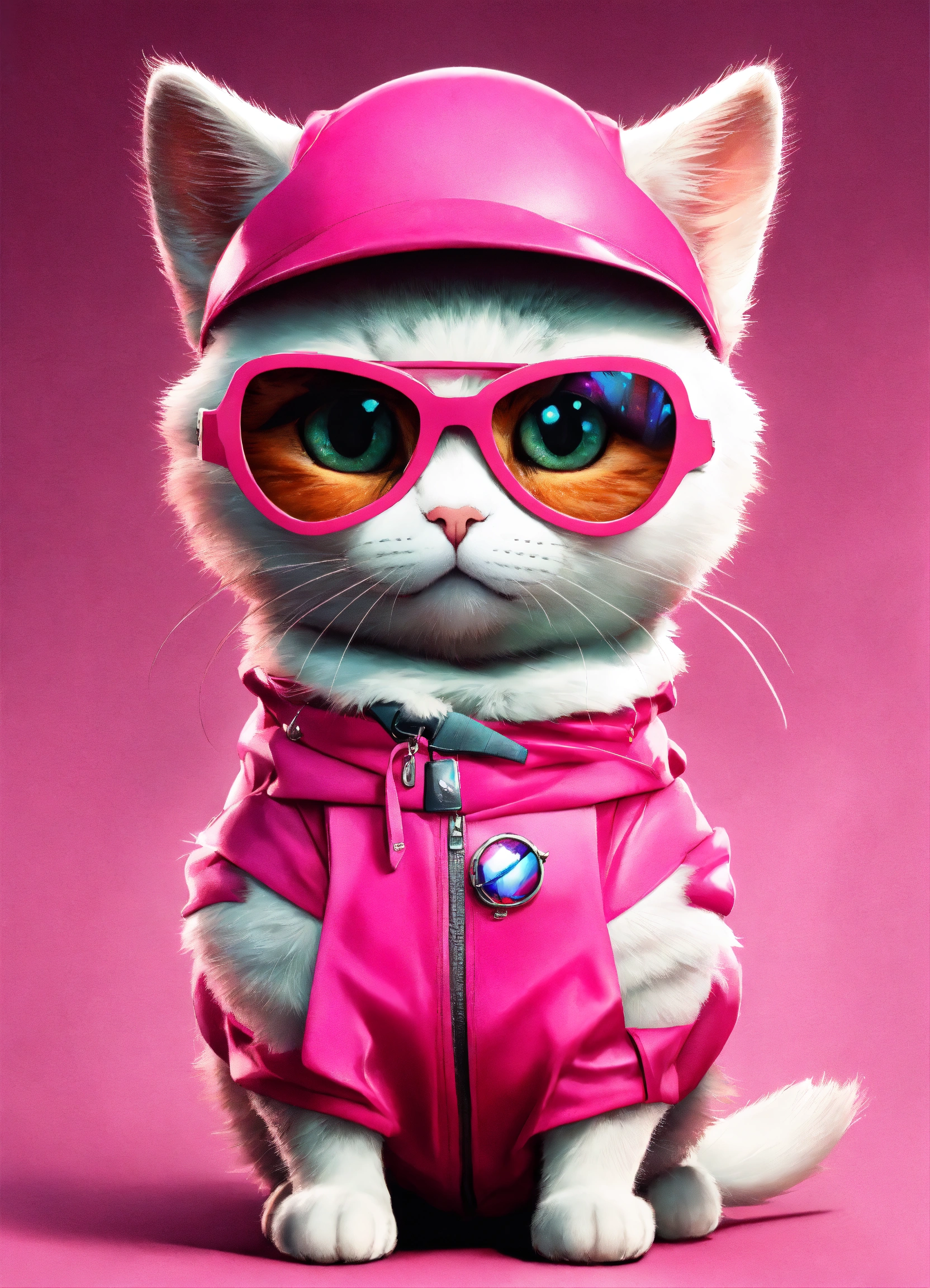 Lexica - Full-bodied portrait, cute and adorable cartoon cat wearing ...