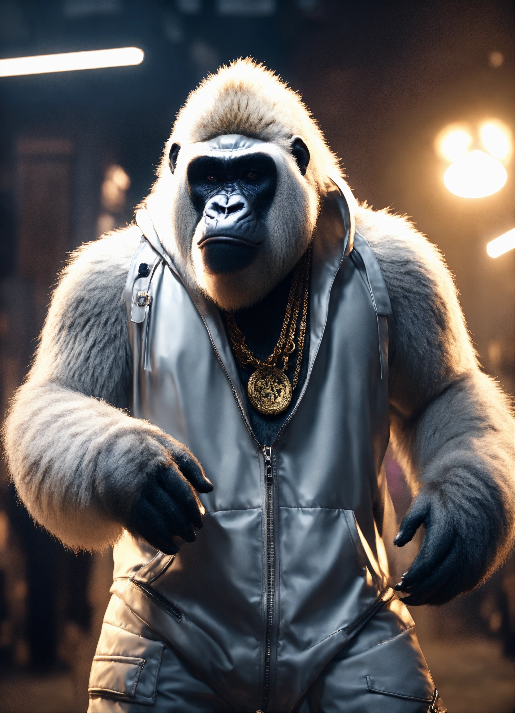 Lexica - A giant rapper white gorilla MC, cinematic lighting, high ...