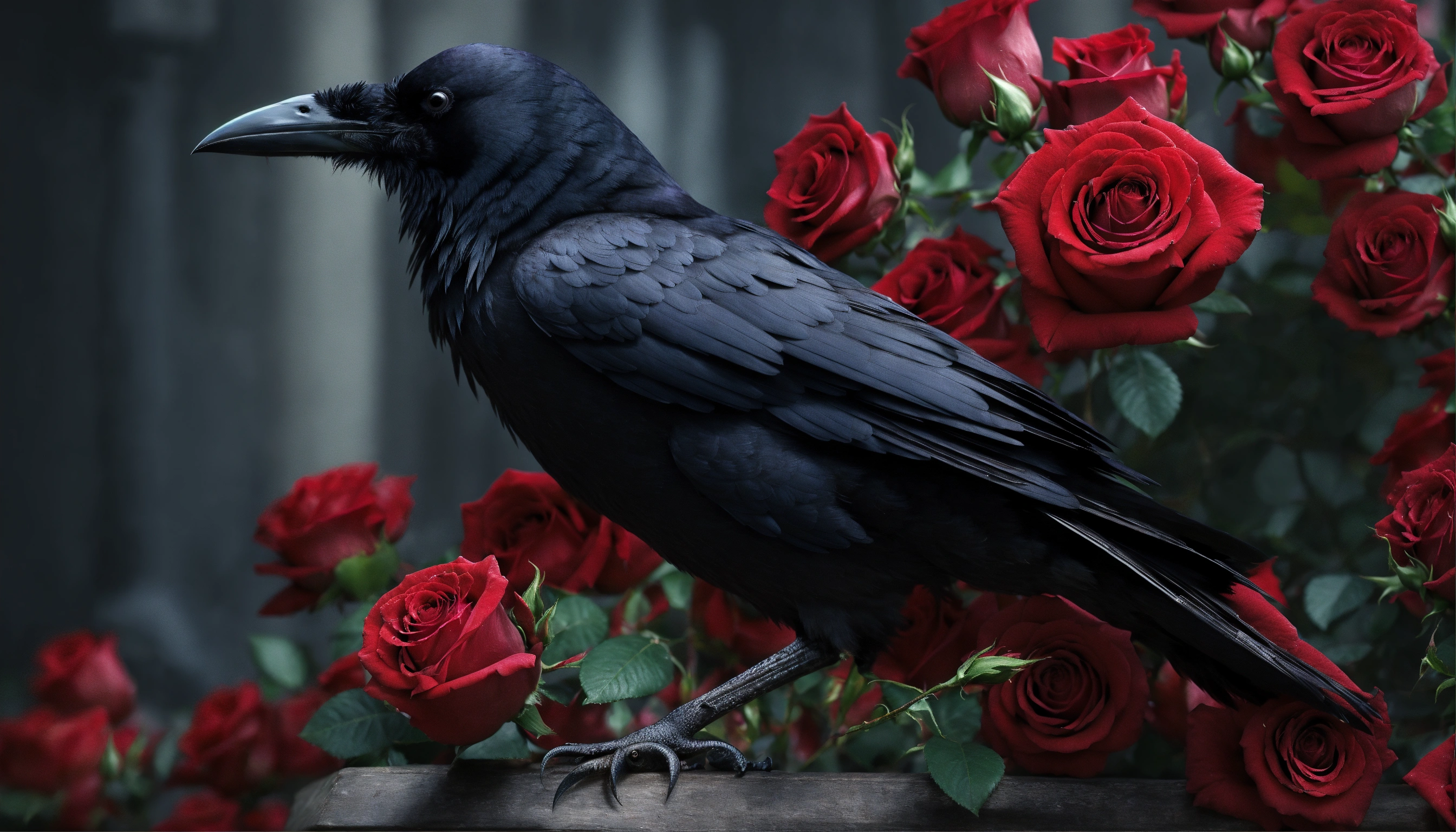 Lexica - Gothic raven with roses, contest winner, uhd image