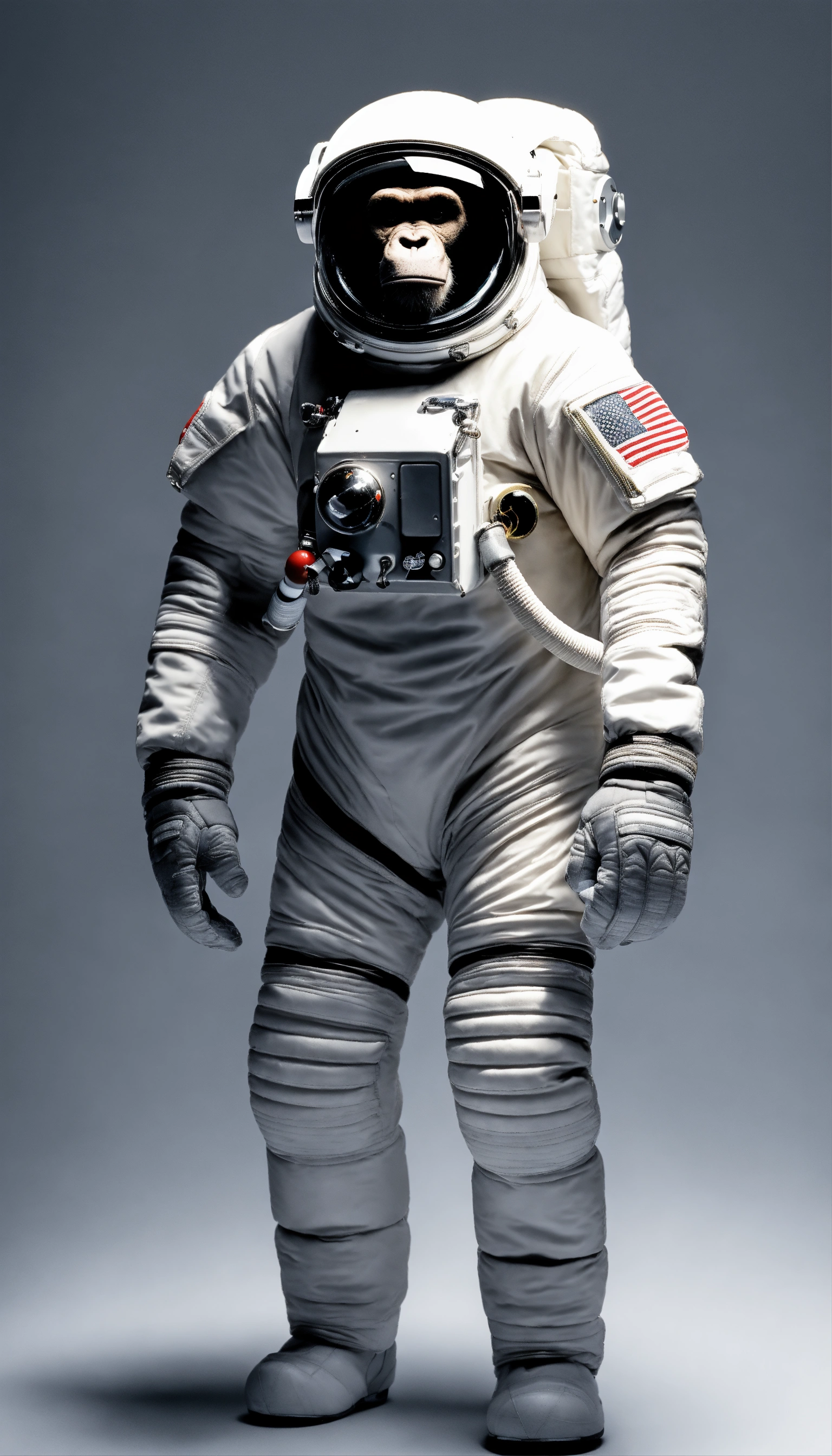 Lexica - Full body of ape astonaut with ball in hand, white background ...