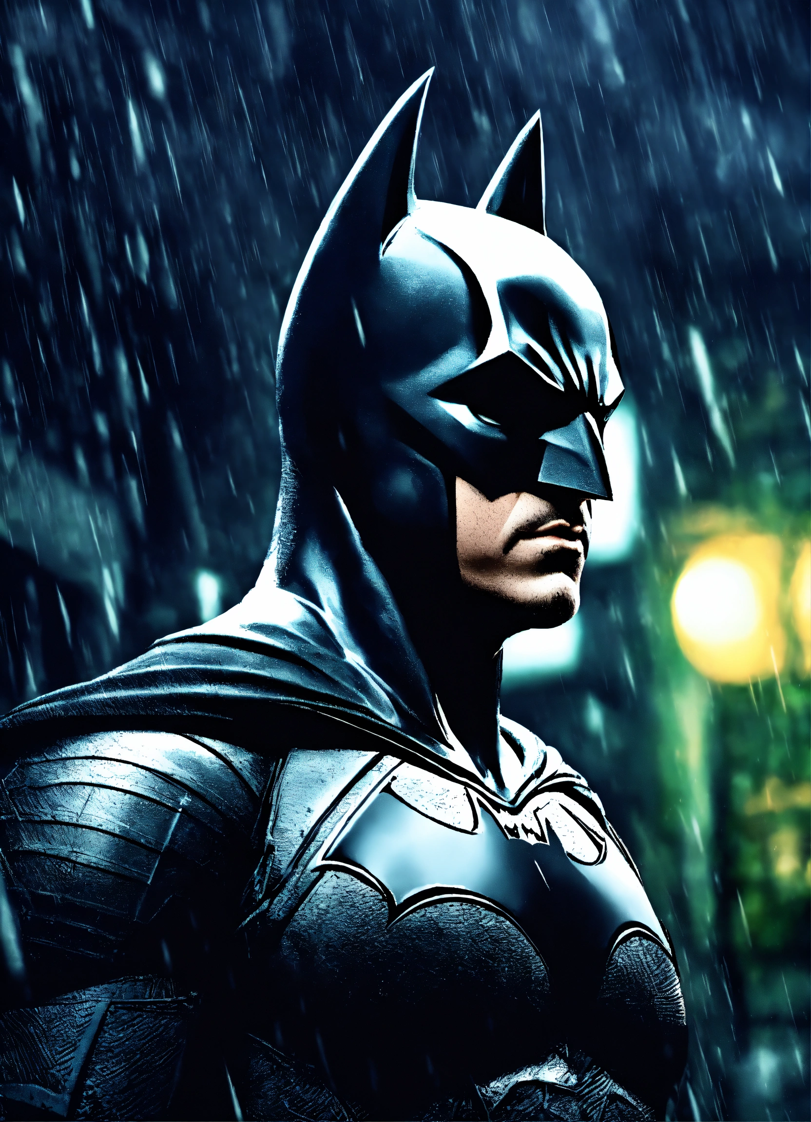 Lexica - Batman, perfil, lluvia de fondo, HD