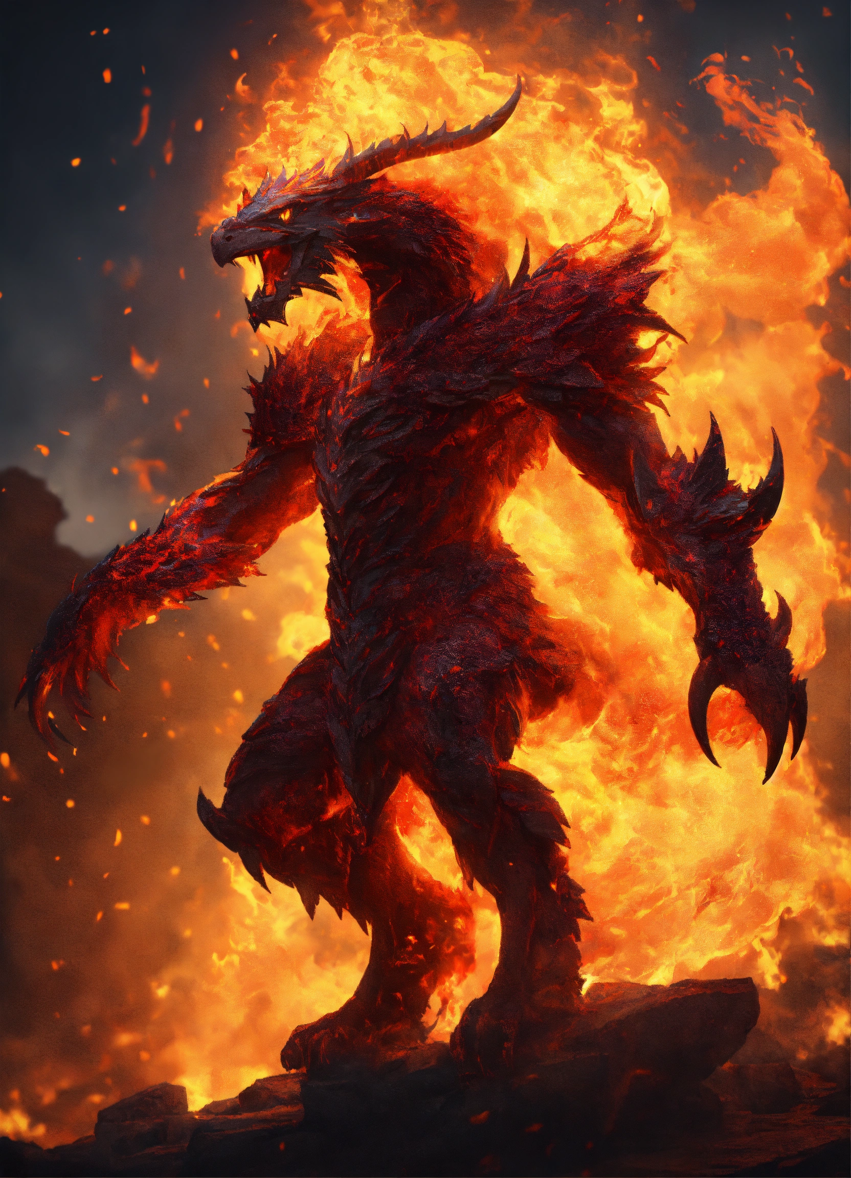 Lexica - A fire mythical creature, 8k, Unity.