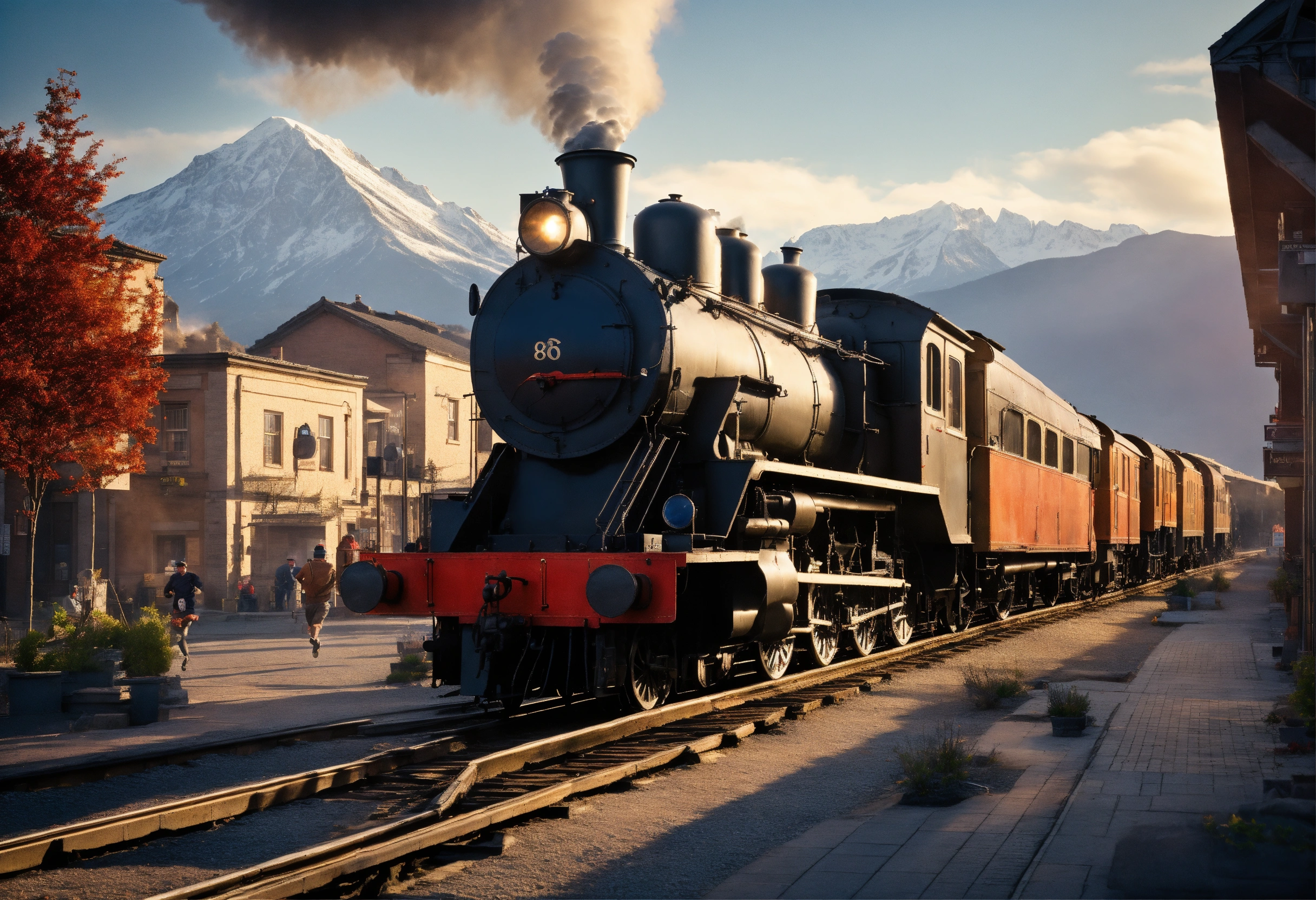 Lexica - High quality,quality8k,Steam locomotive running through a ...
