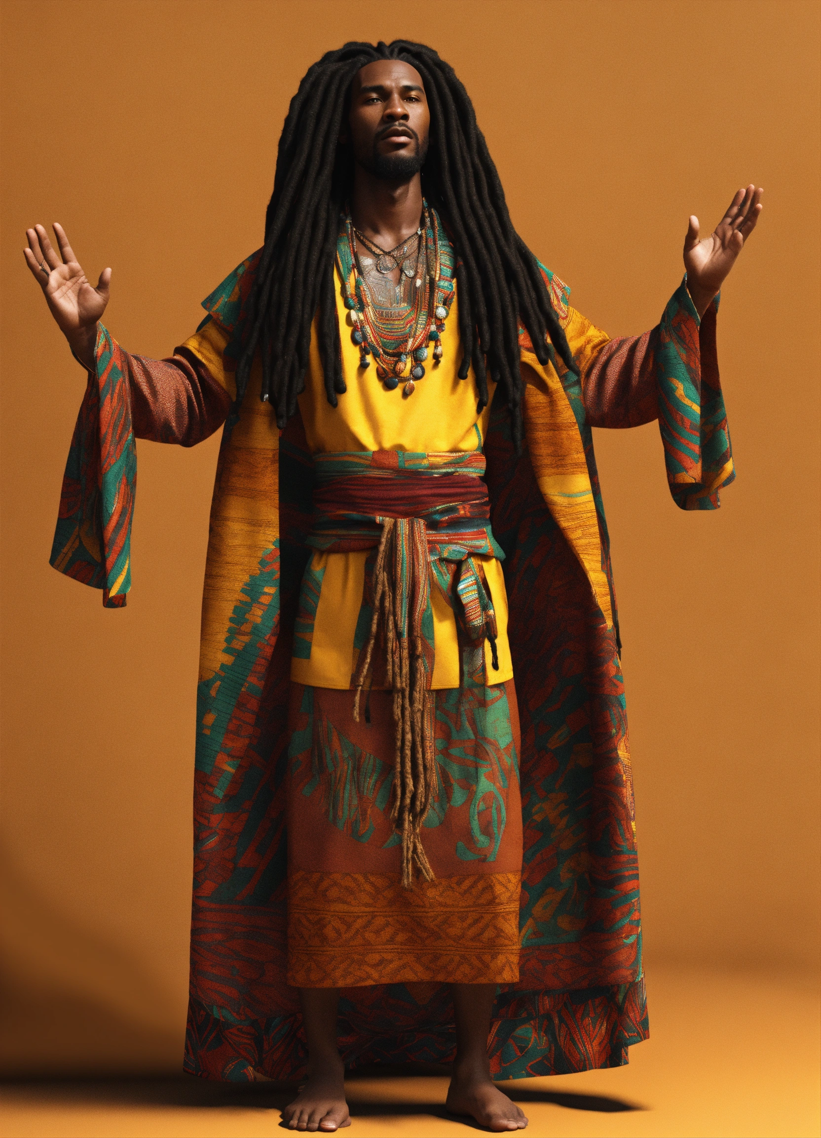 Lexica - 3d render of Black man with long flowing dreadlocks, 6'5