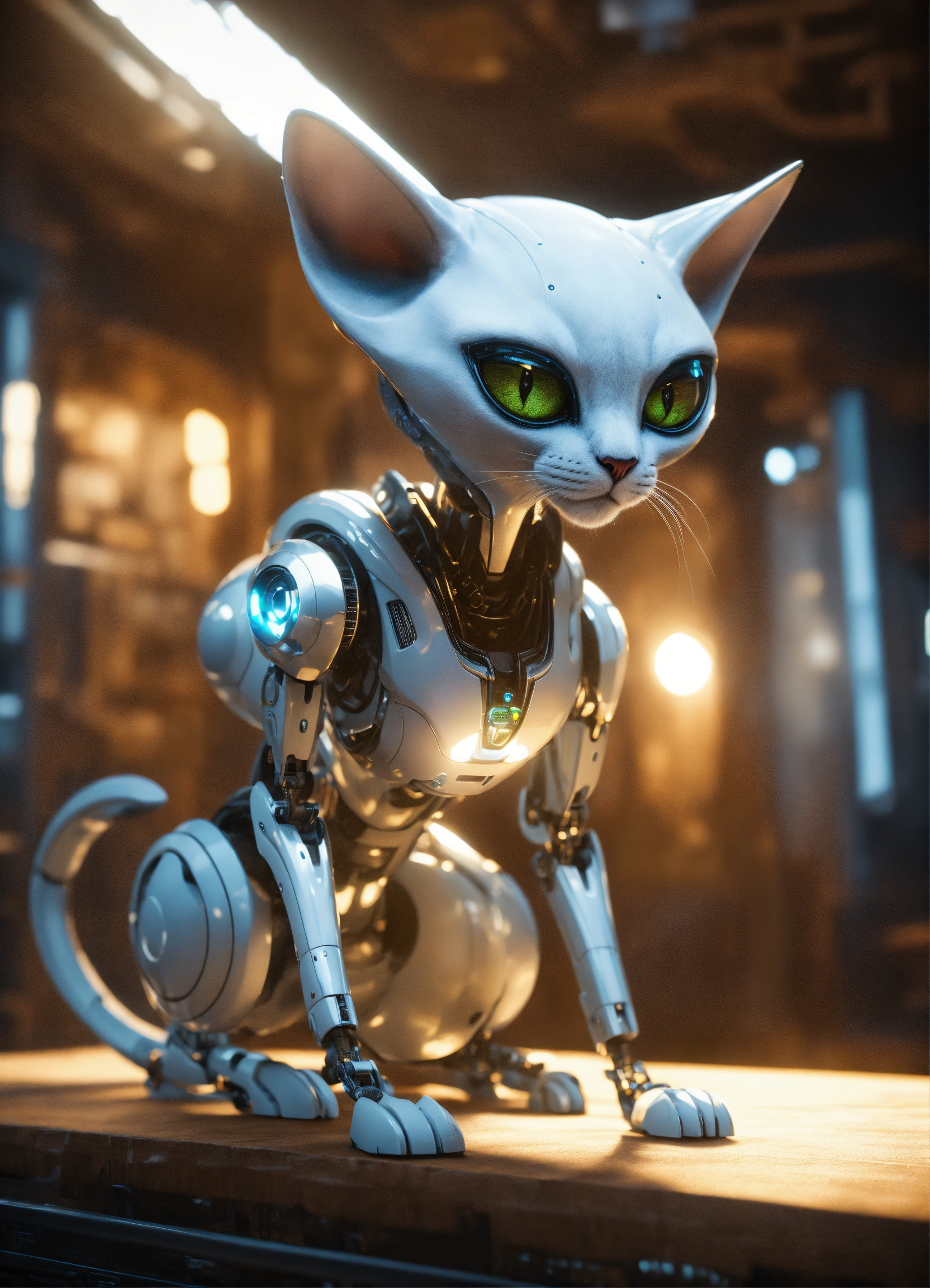 Lexica - Alien creature with white wooden skin and cat face and cat ...