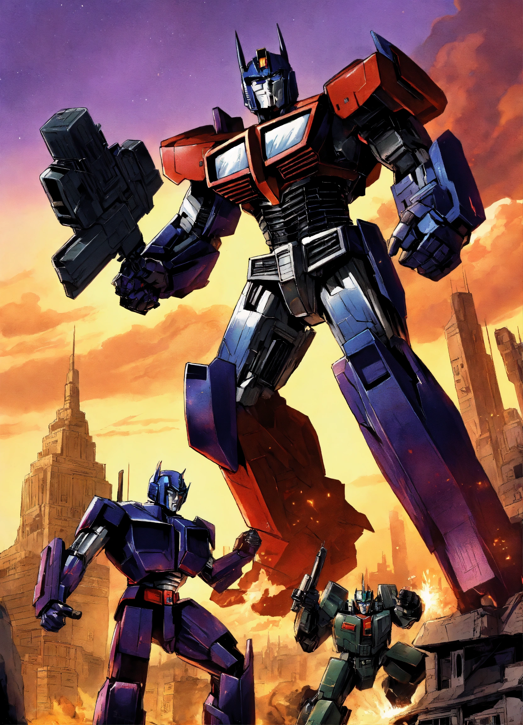 Lexica - Optimus Prime fighting Megatron from transformers, in his ...