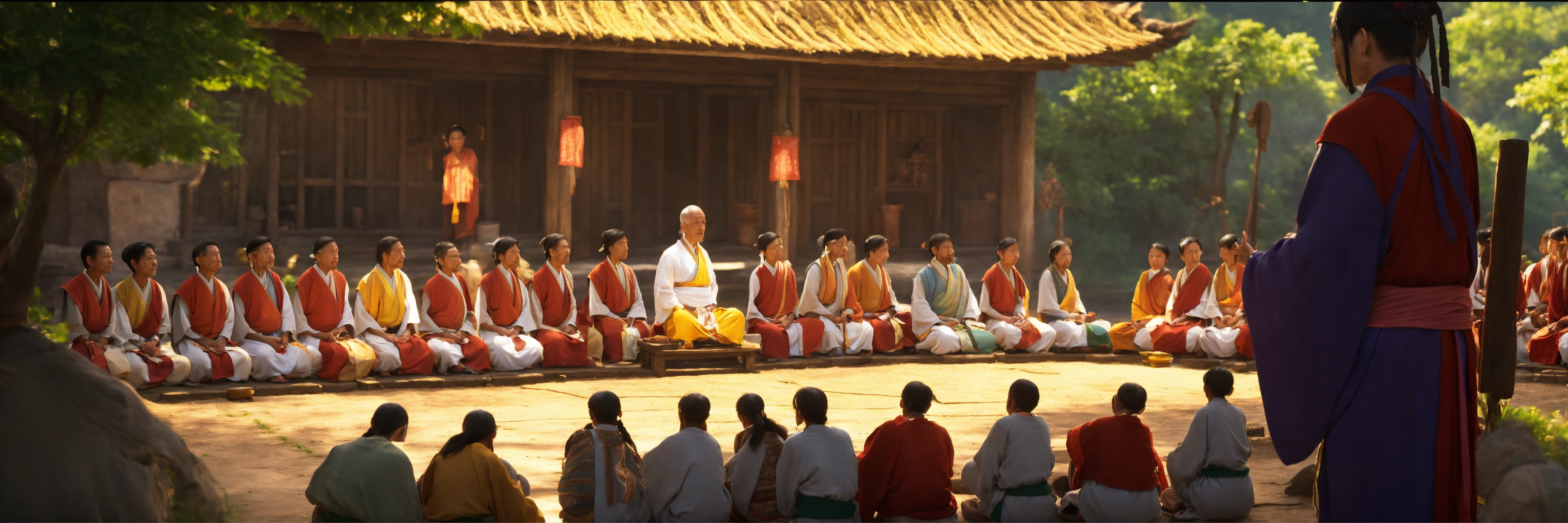 Lexica - Create an image of the Zen master preaching to a group of ...