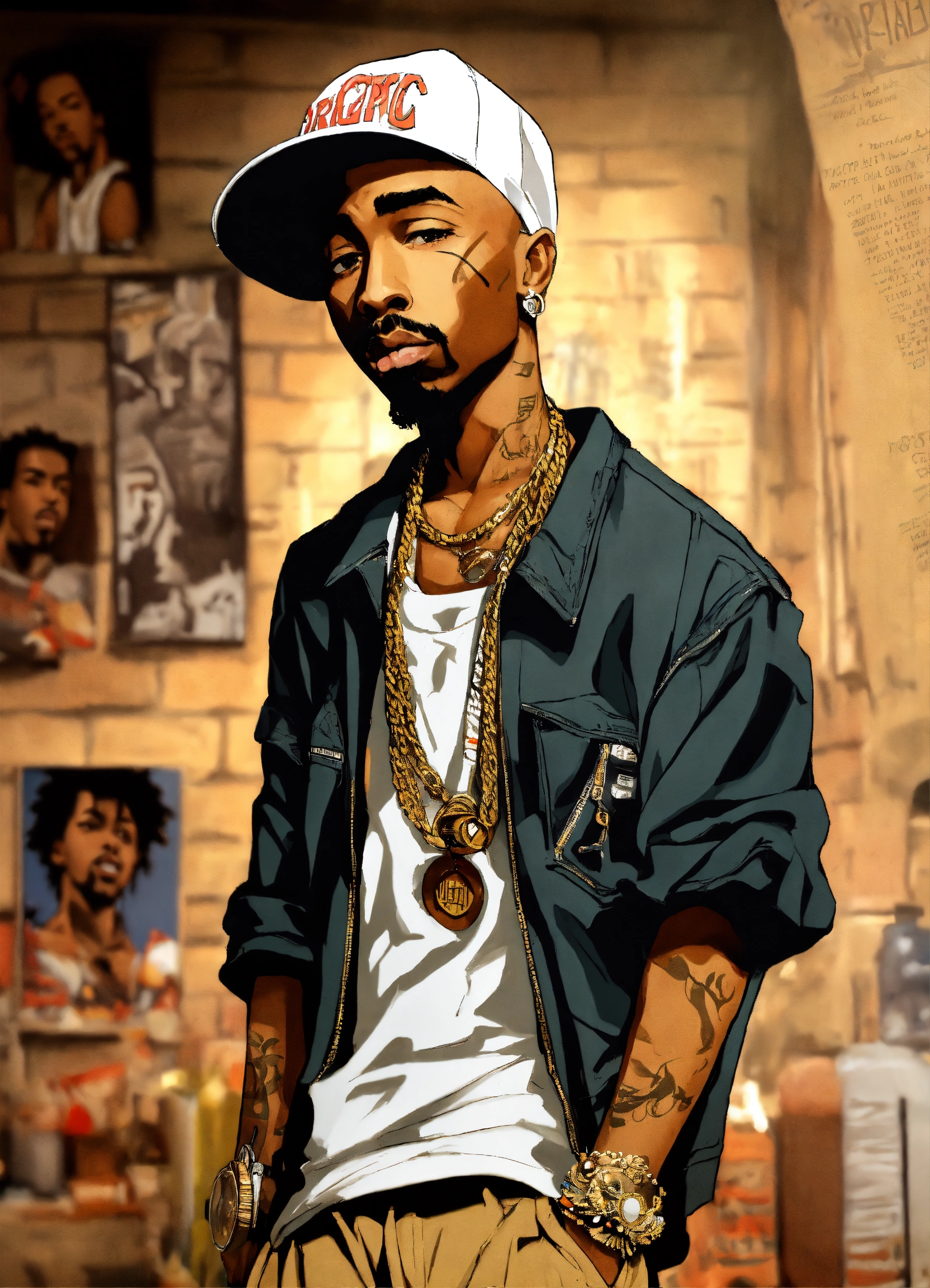 Lexica - Hip hop art style 2 pac boondocks full body