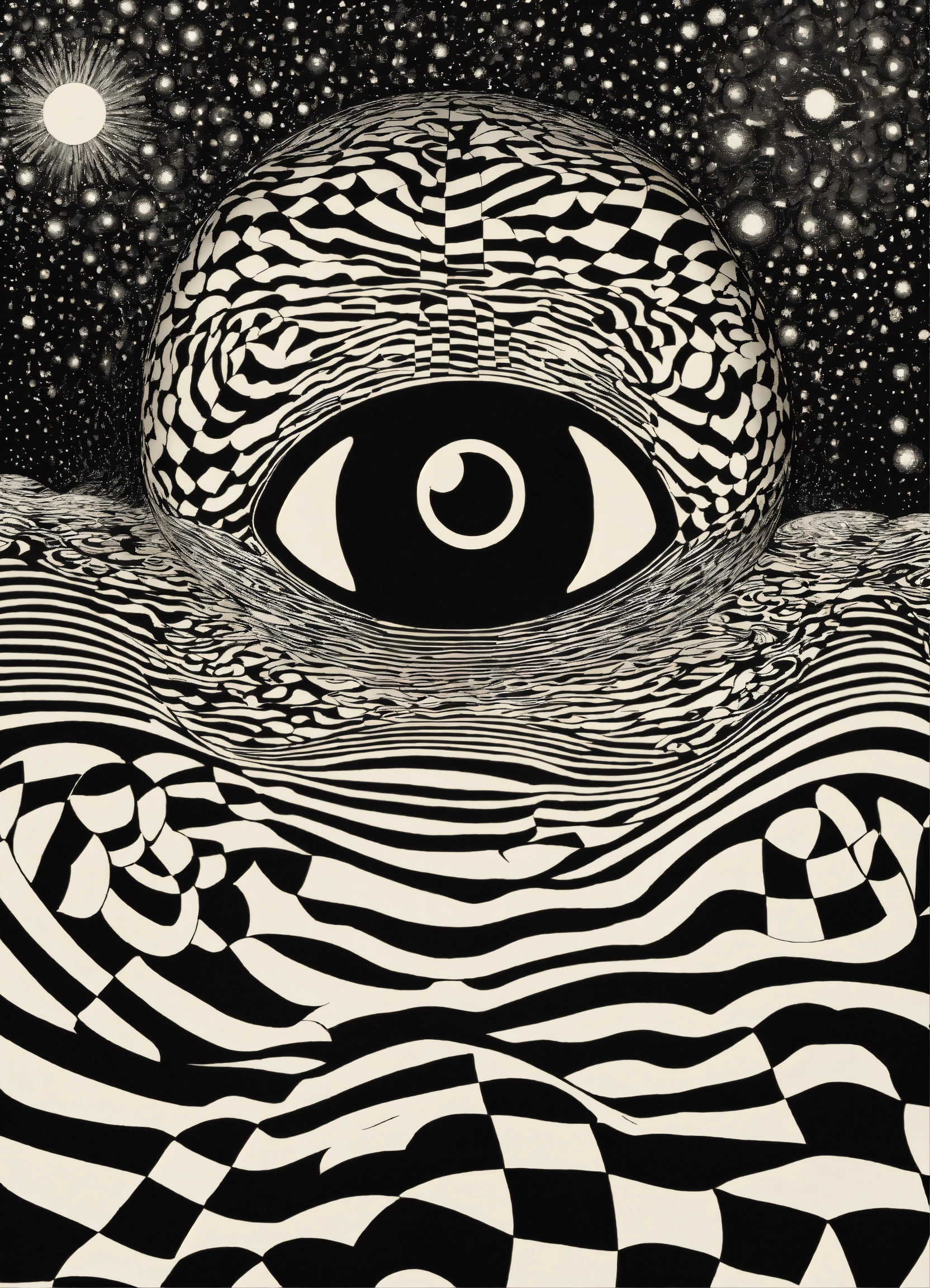 Lexica - Japanese vintage poster ,psychedelic eyeball dripping , cosmic ...