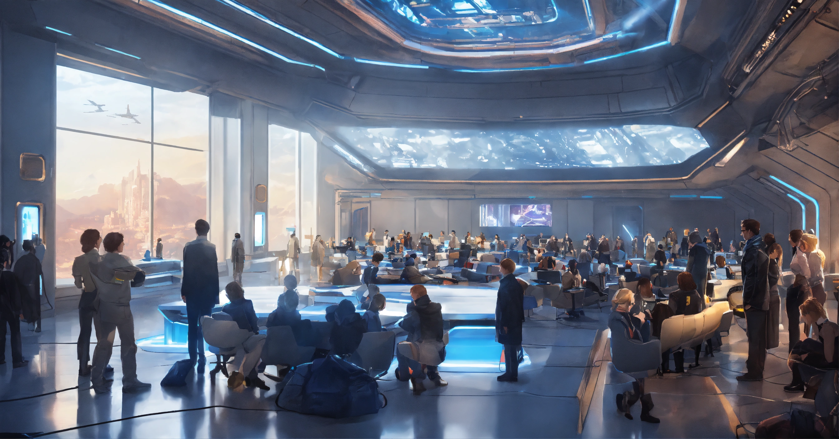 Lexica - A realistic photo of a very crowded colossal futuristic common ...