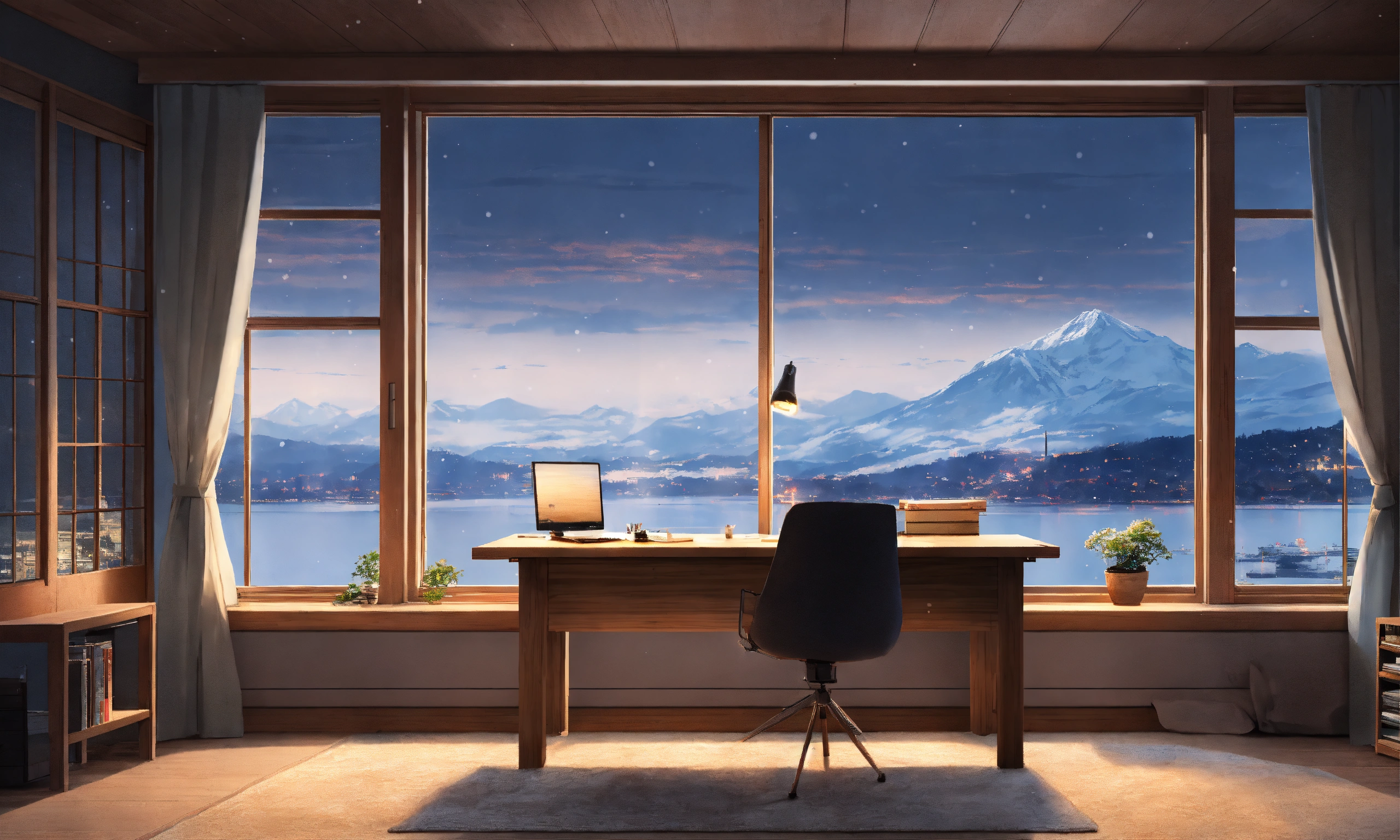 Lexica - Minimalistic stockholm study room, studio ghibli, grey washed ...