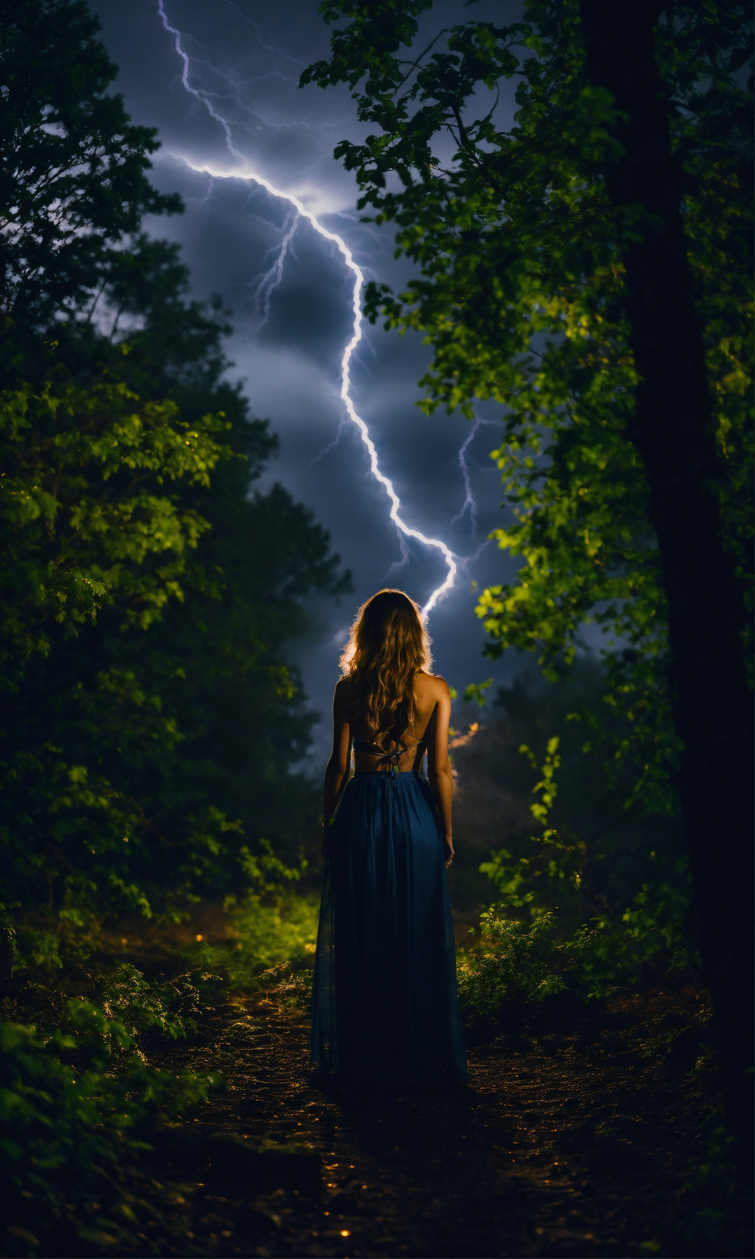 Lexica - A photographic image of a beautiful woman in a lightning storm ...