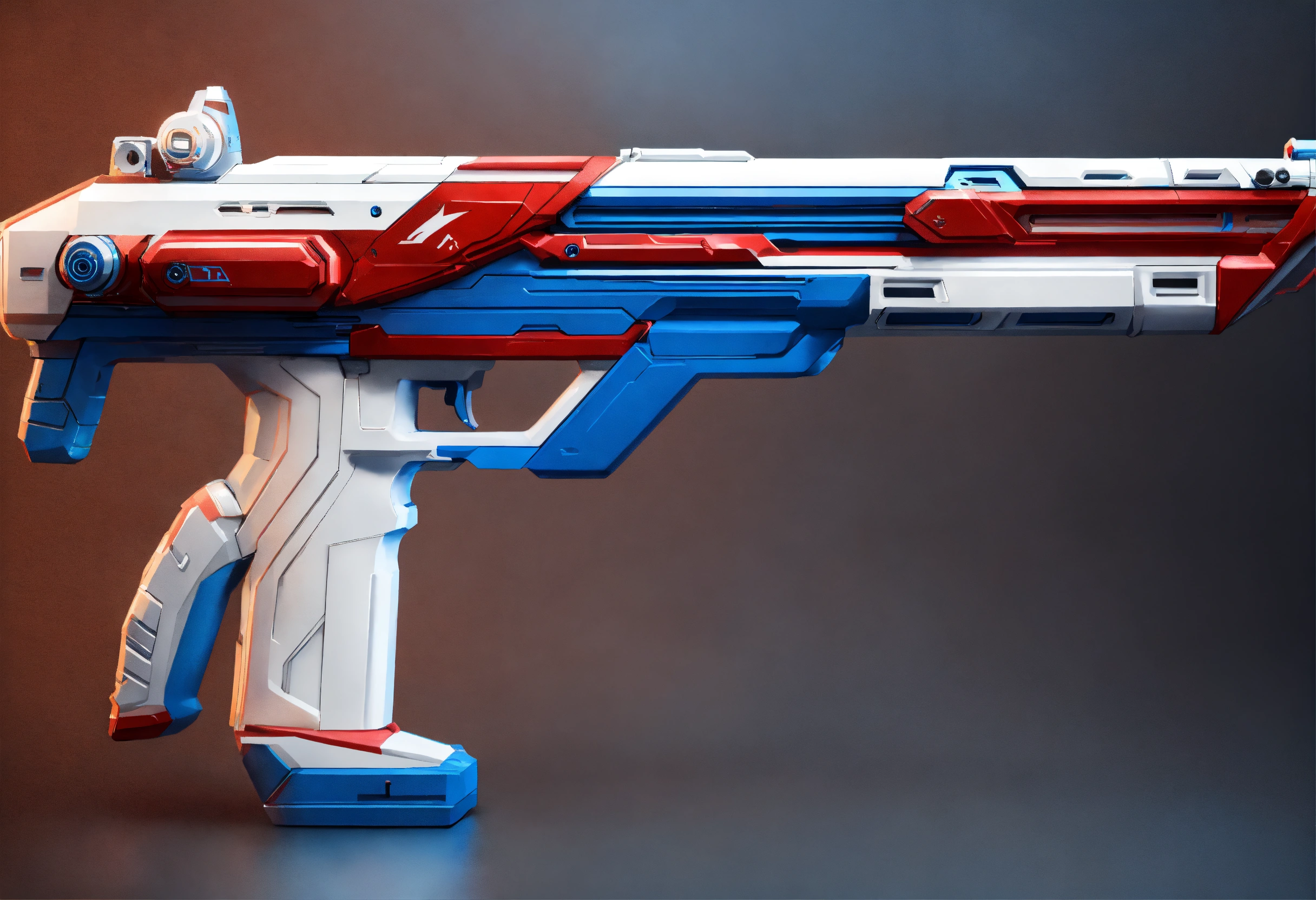 Lexica - Side view of a white and blue and red sci fi energy rifle, HD ...