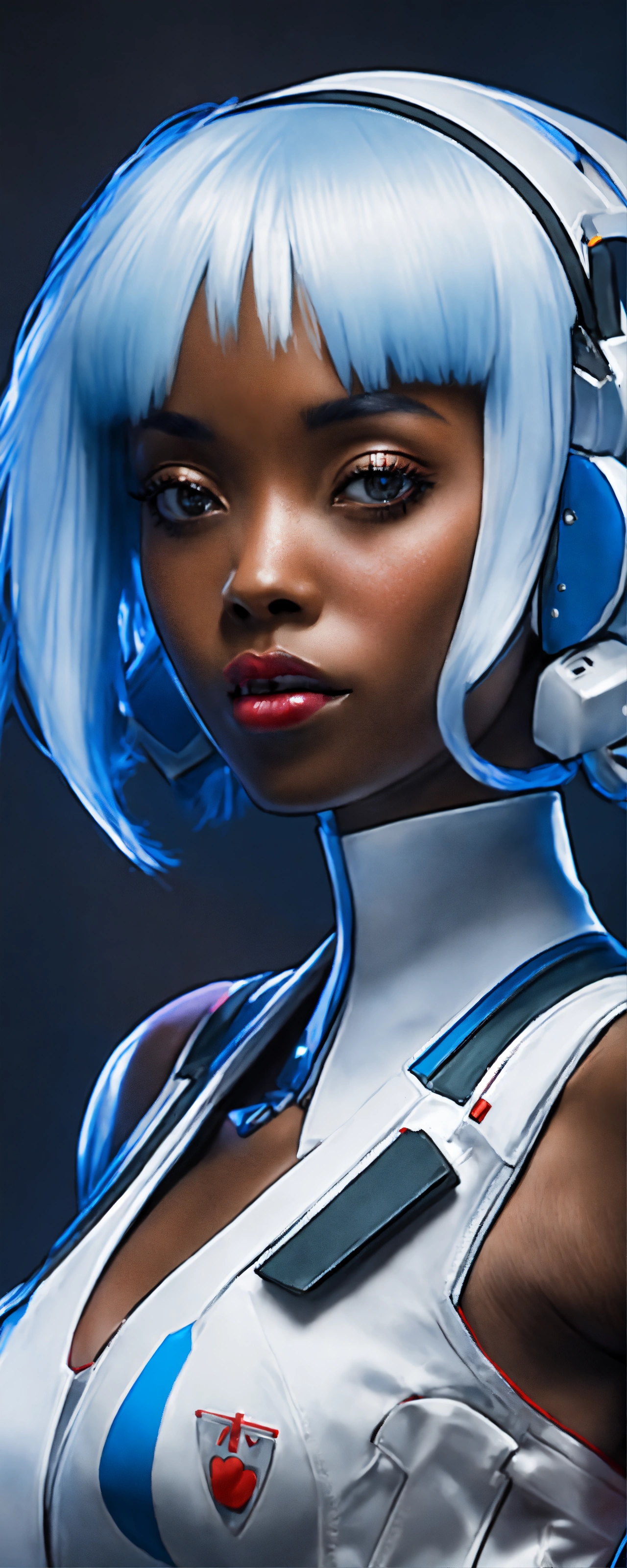Lexica - Slim african woman cosplaying Rei Ayanami