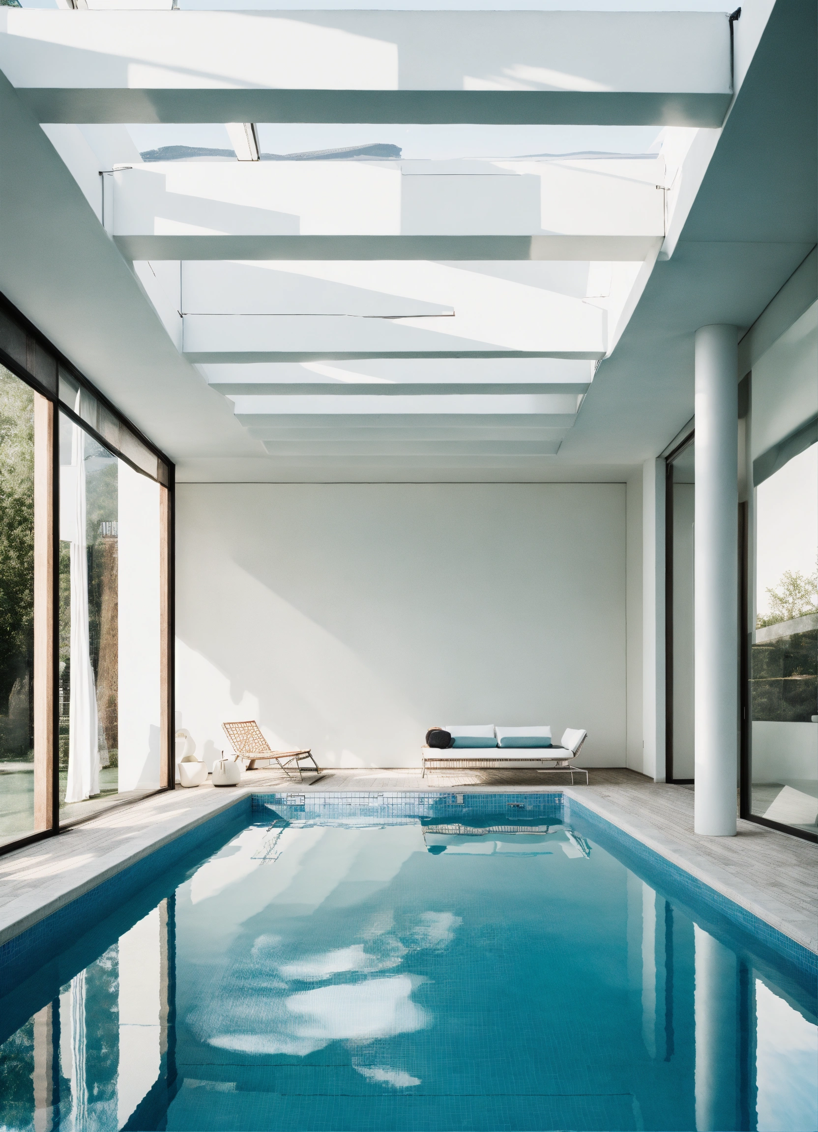 Lexica - Outdoor swimming pool ussr interior design minimalism white color