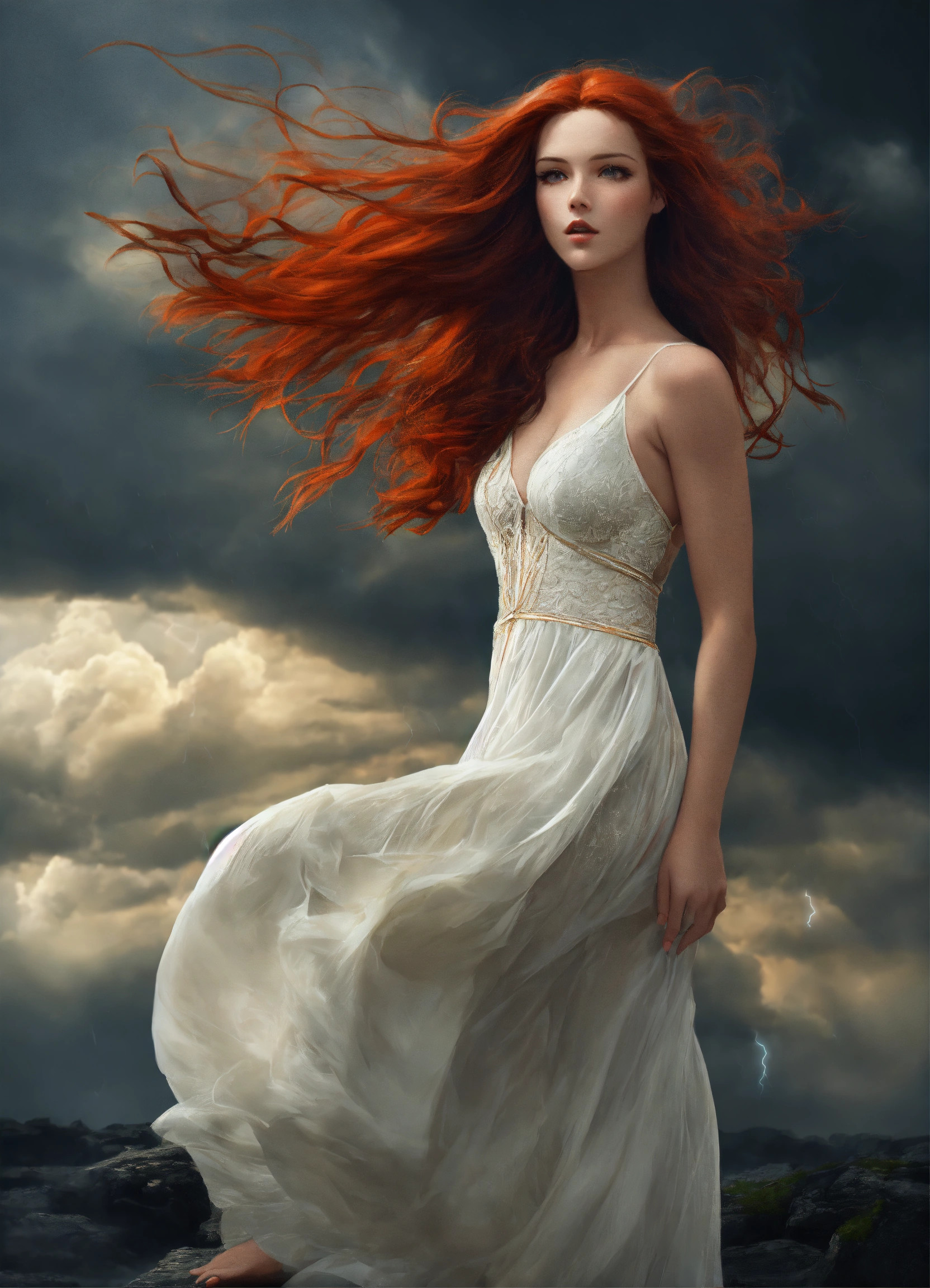 Lexica Full Body Beautiful Redheaded Irish Goddess Of Storm Beautiful Woman With Red Hair 