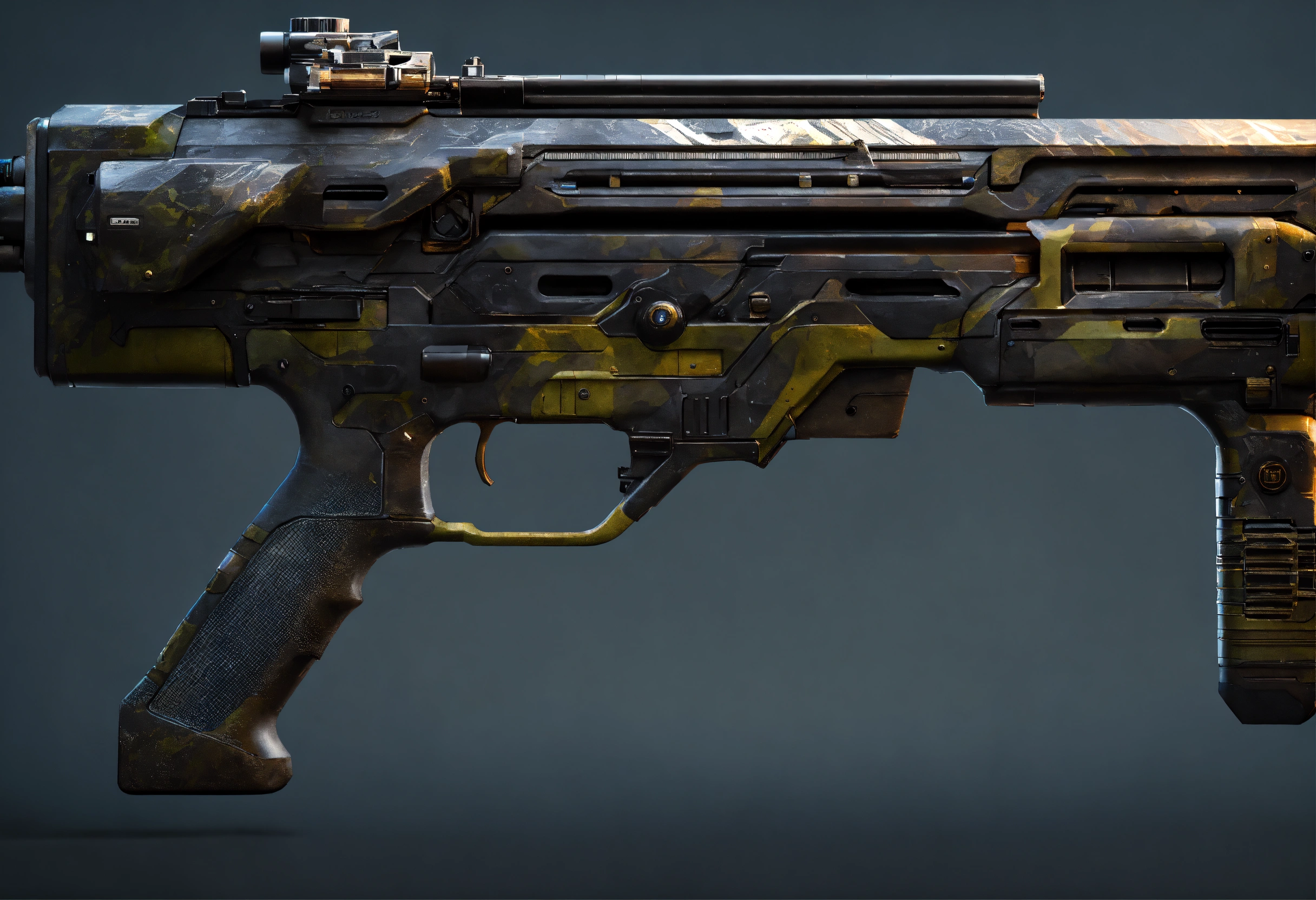 Lexica - Side view of the full image of a black camo sci fi energy ...
