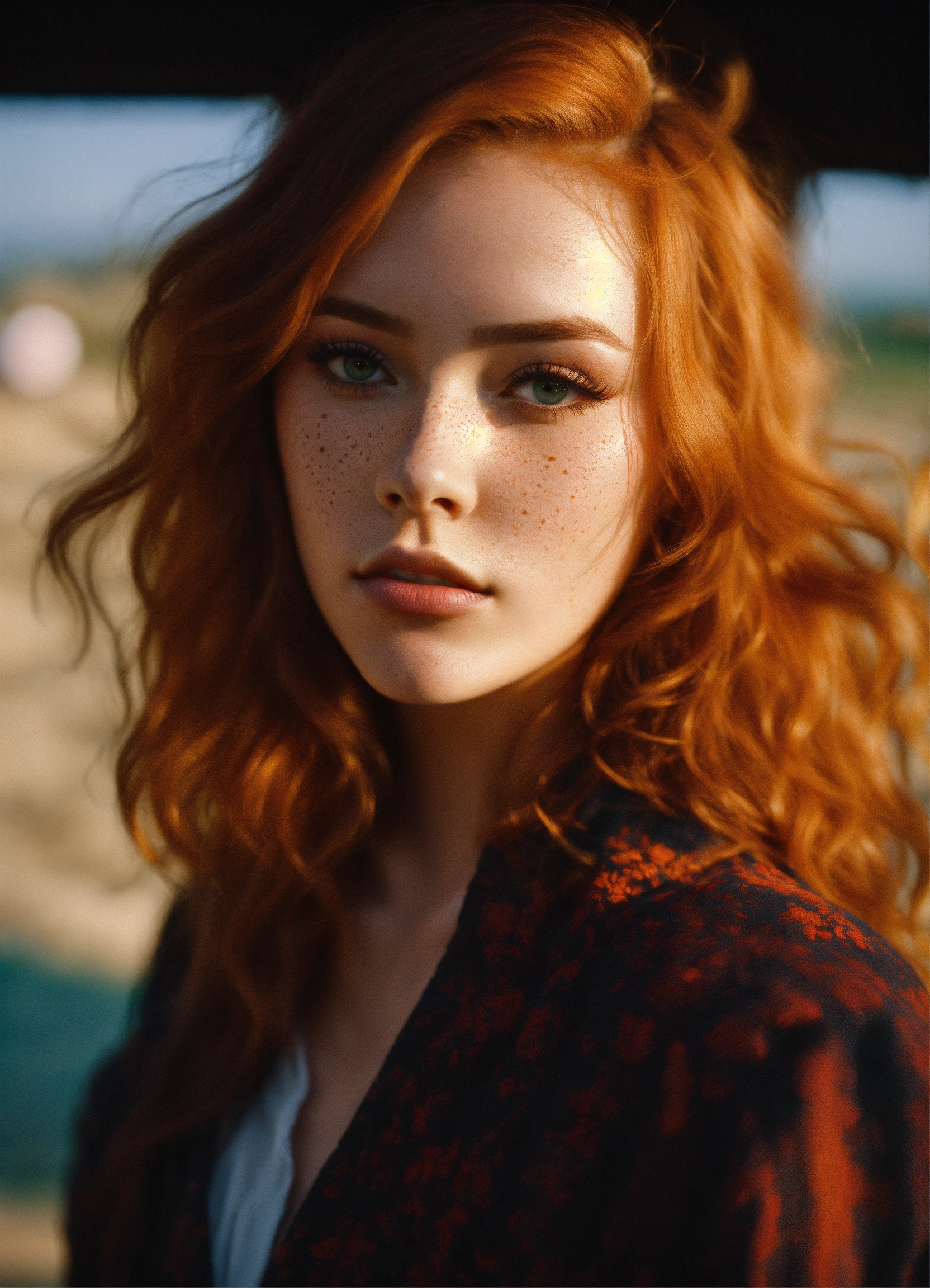 Lexica - Hyperrealistic model= wavy redhair, head and ...