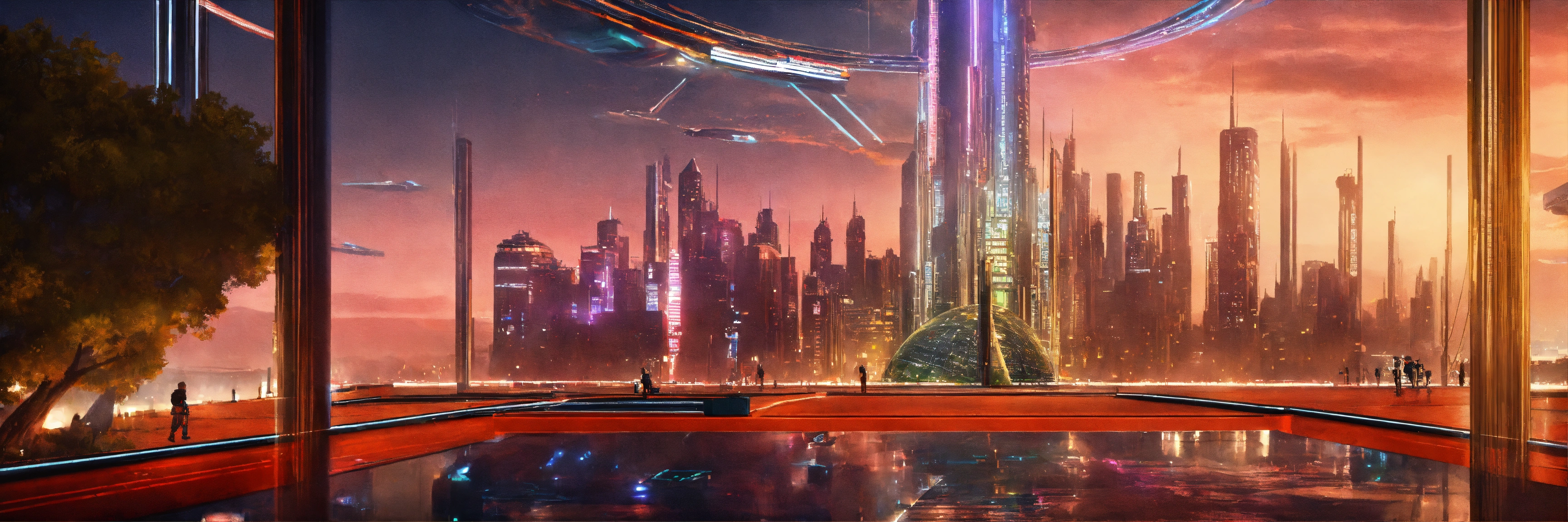 Lexica - Takes place in a futuristic cityscape.