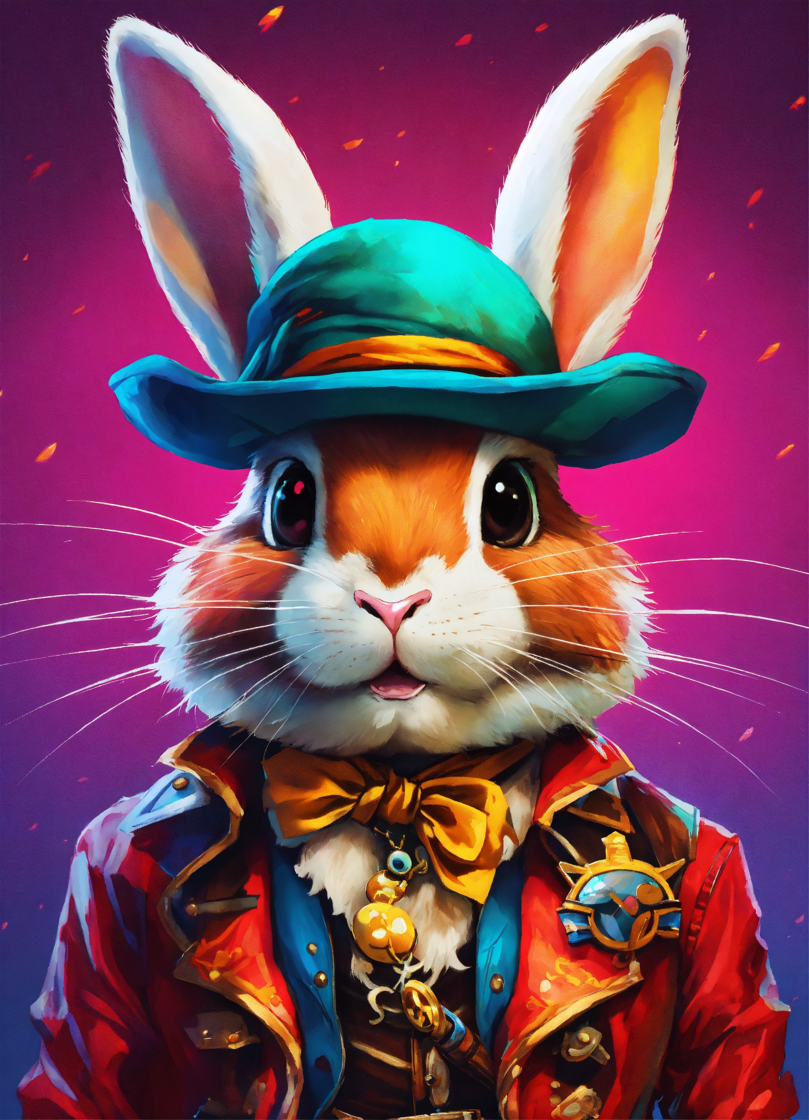 Lexica - A rebellious yet adorable vibrant pirate bunny head