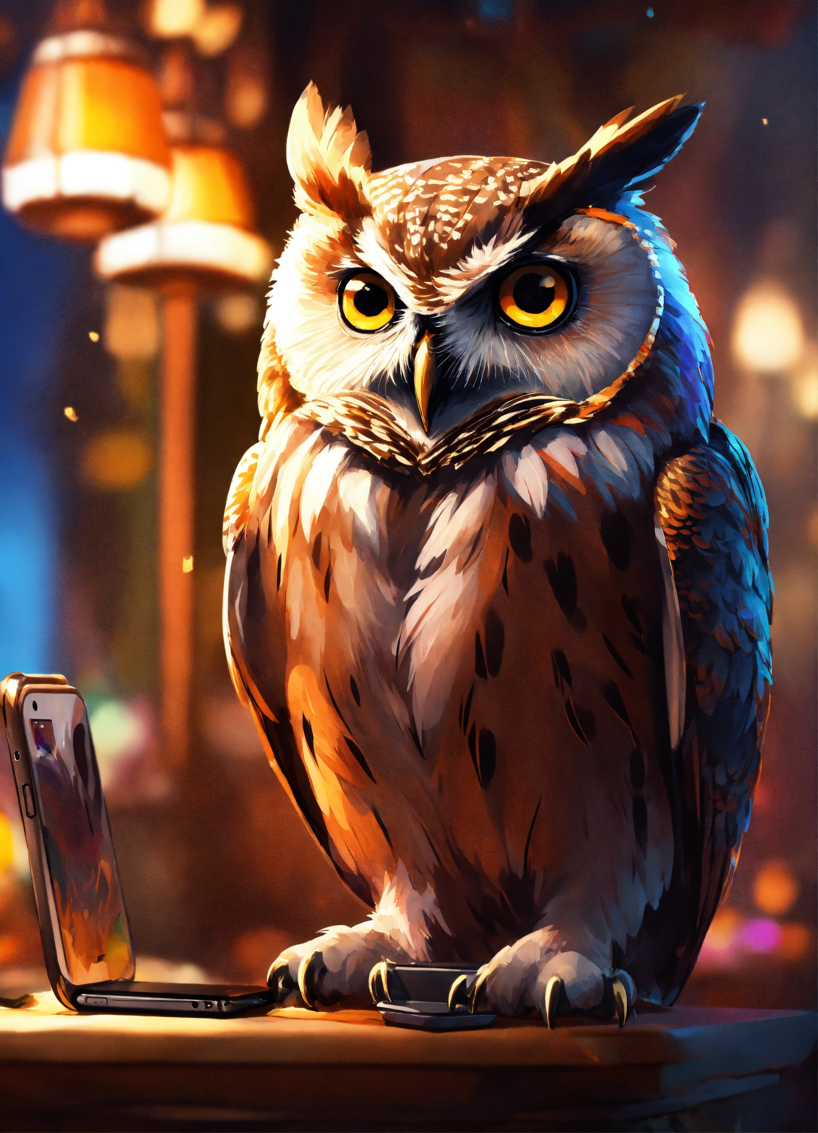 Lexica - Owl looking at a phone, elegant, digital painting, sharp focus ...