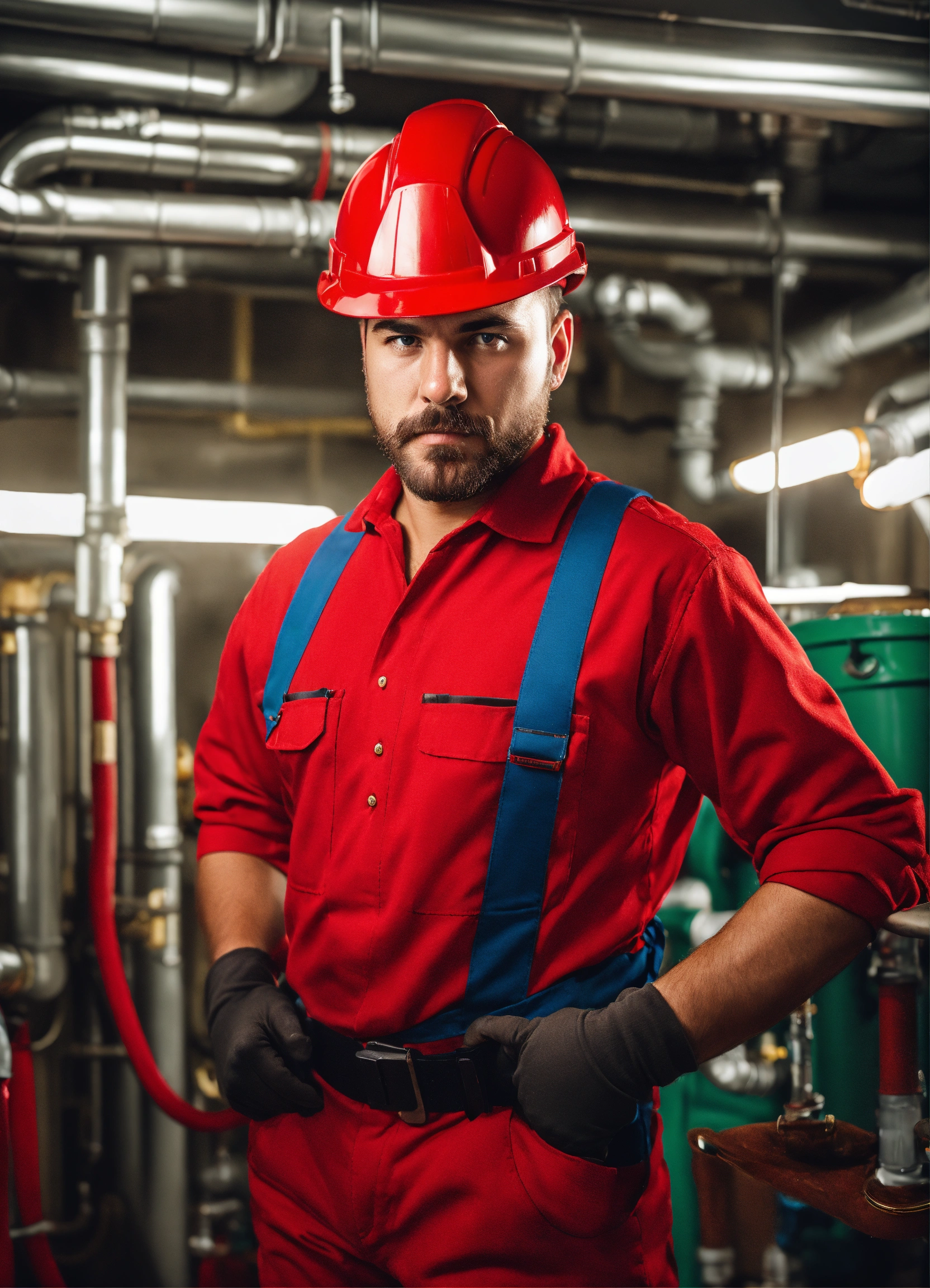 Lexica - A plumber in a red outfit and a red hard helm