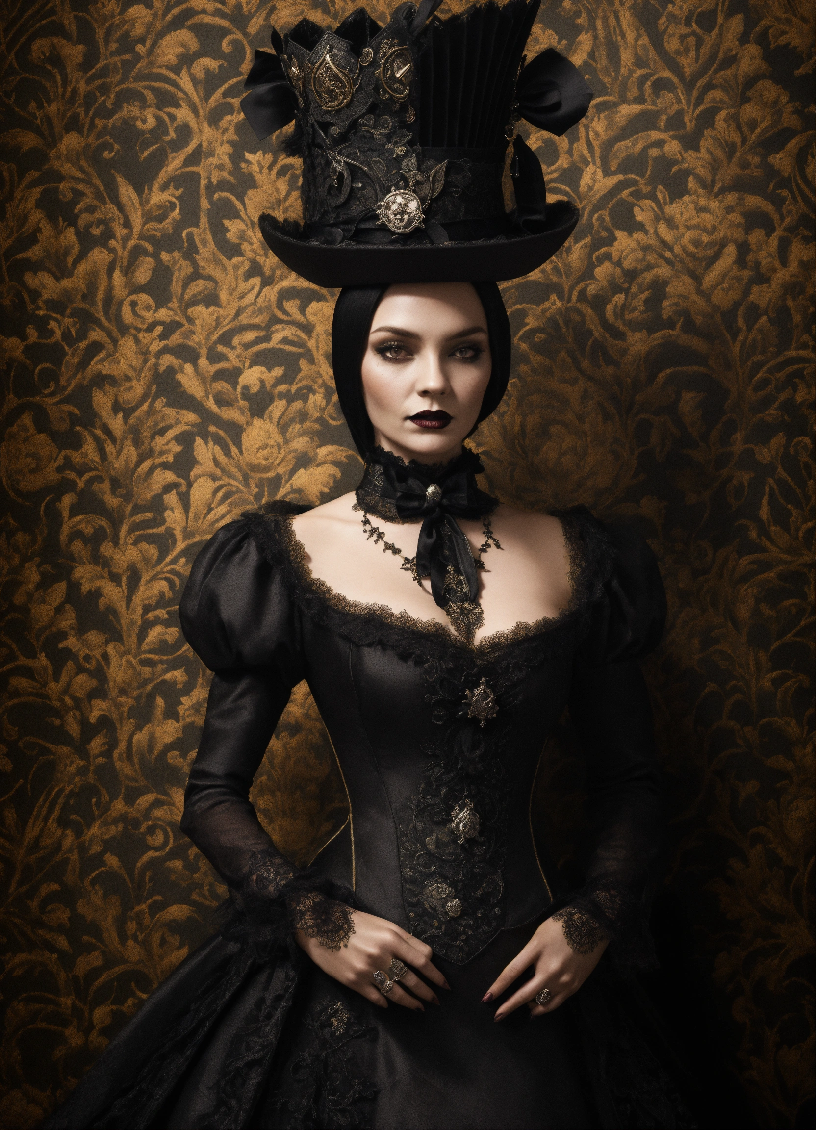 Lexica - Spooky Gothic 37 year old version of Wednesday Adams queen of ...