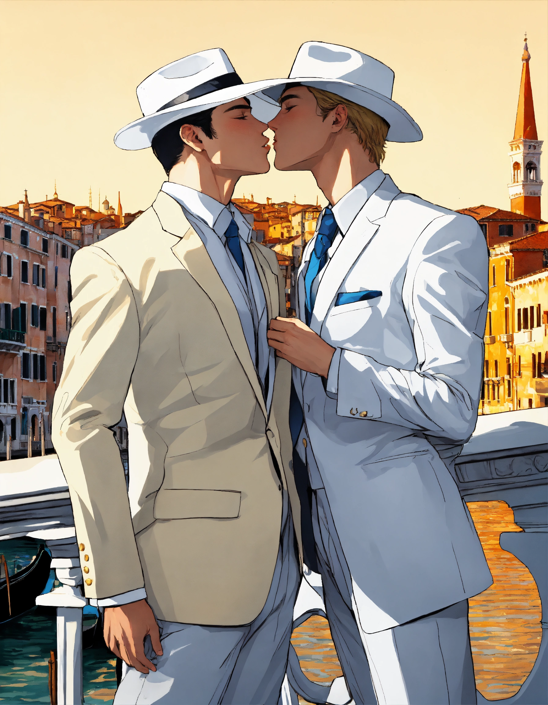 Lexica - Two Blonde Male Businessmen In White Vested Suit, White ...