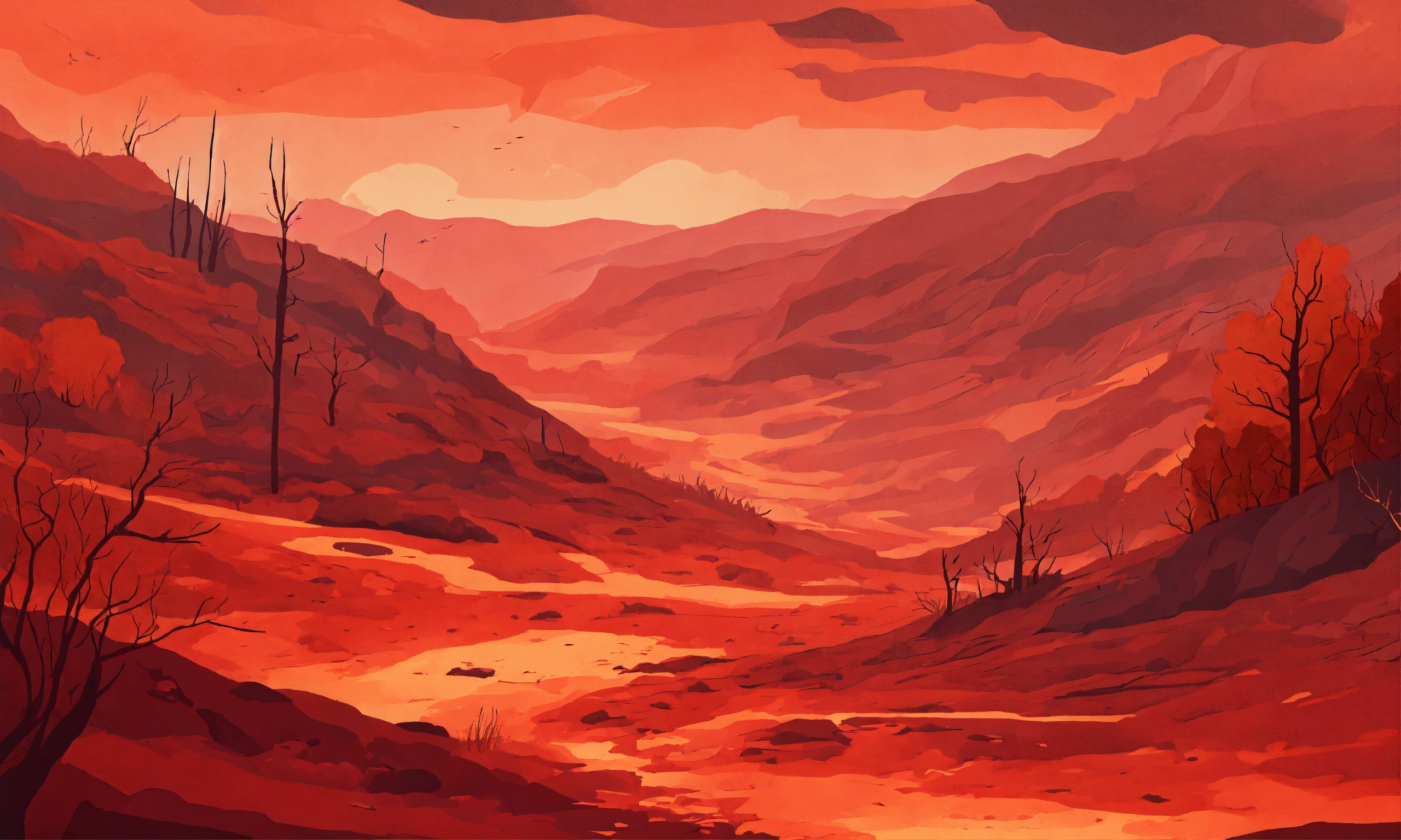 Lexica - Hell landscape, texture painting, texture vector illustration ...