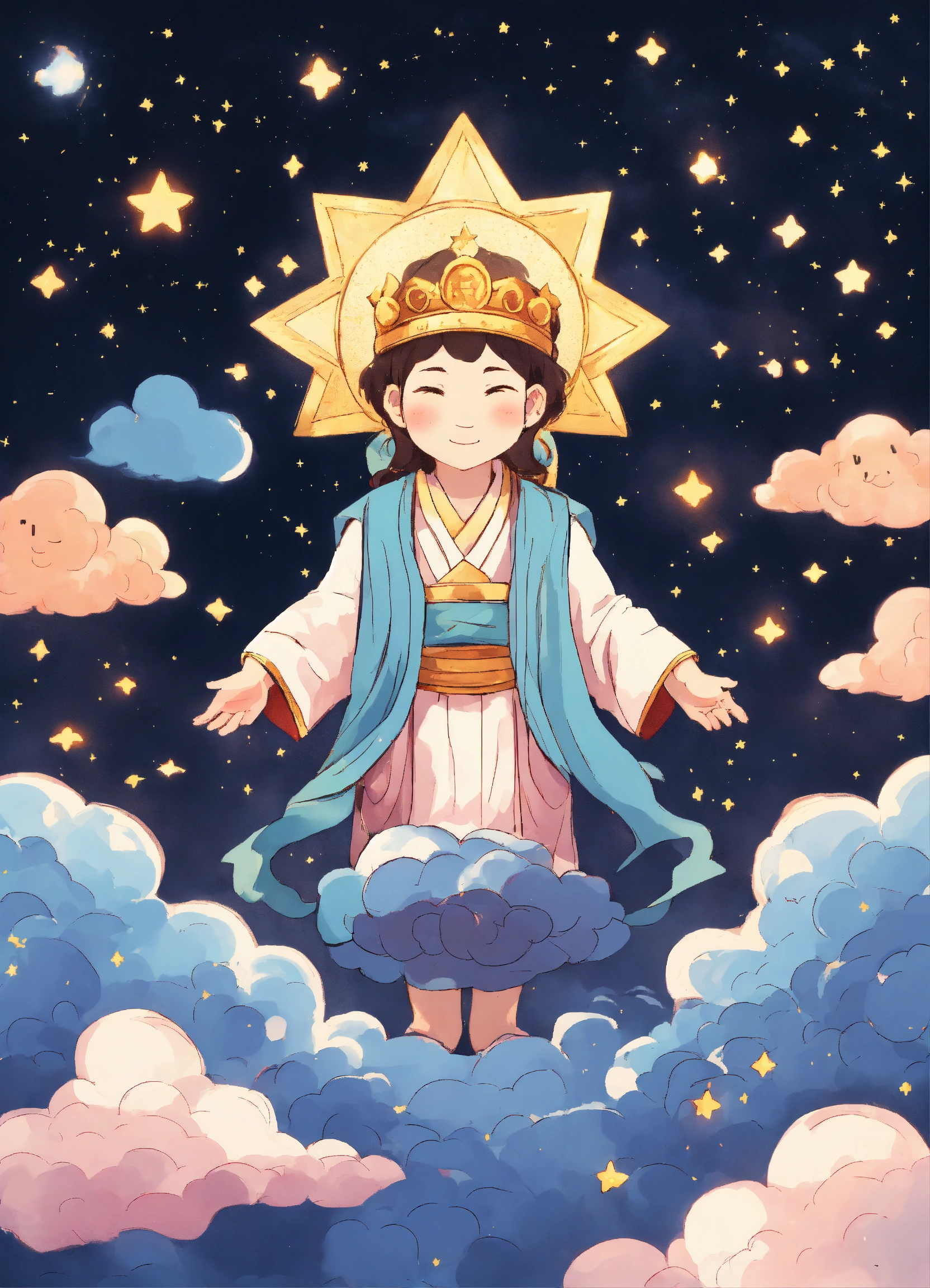 Lexica - God in cute animie style. God is depicted in a frontal view ...