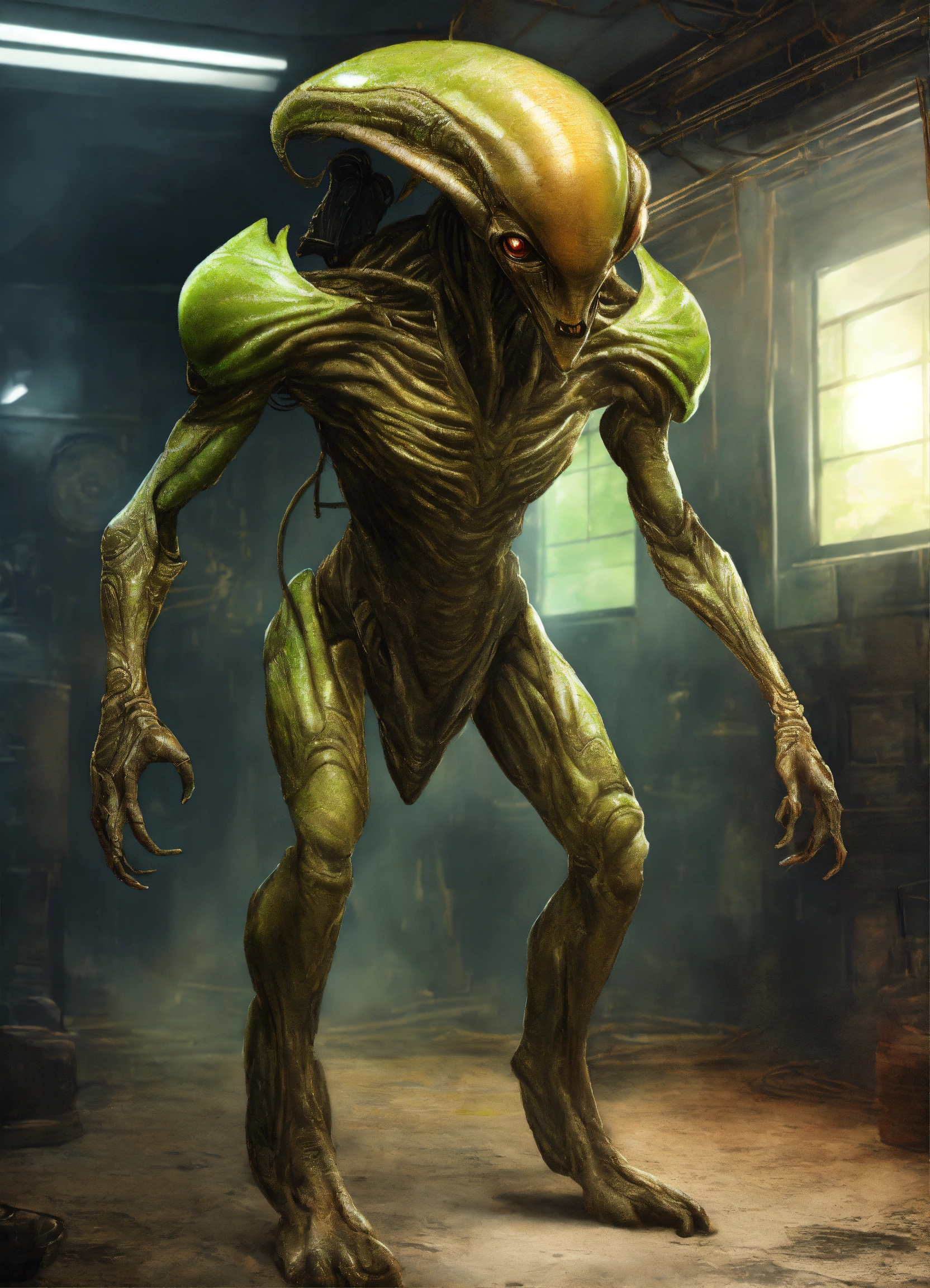 Lexica - Realistic drawing a full body portrait of a humanoid alien,