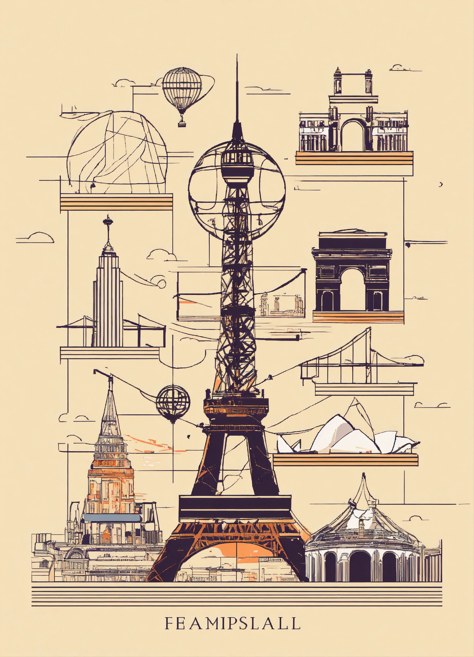 Lexica - T shirt vector, famouse landmarks from around the world ...