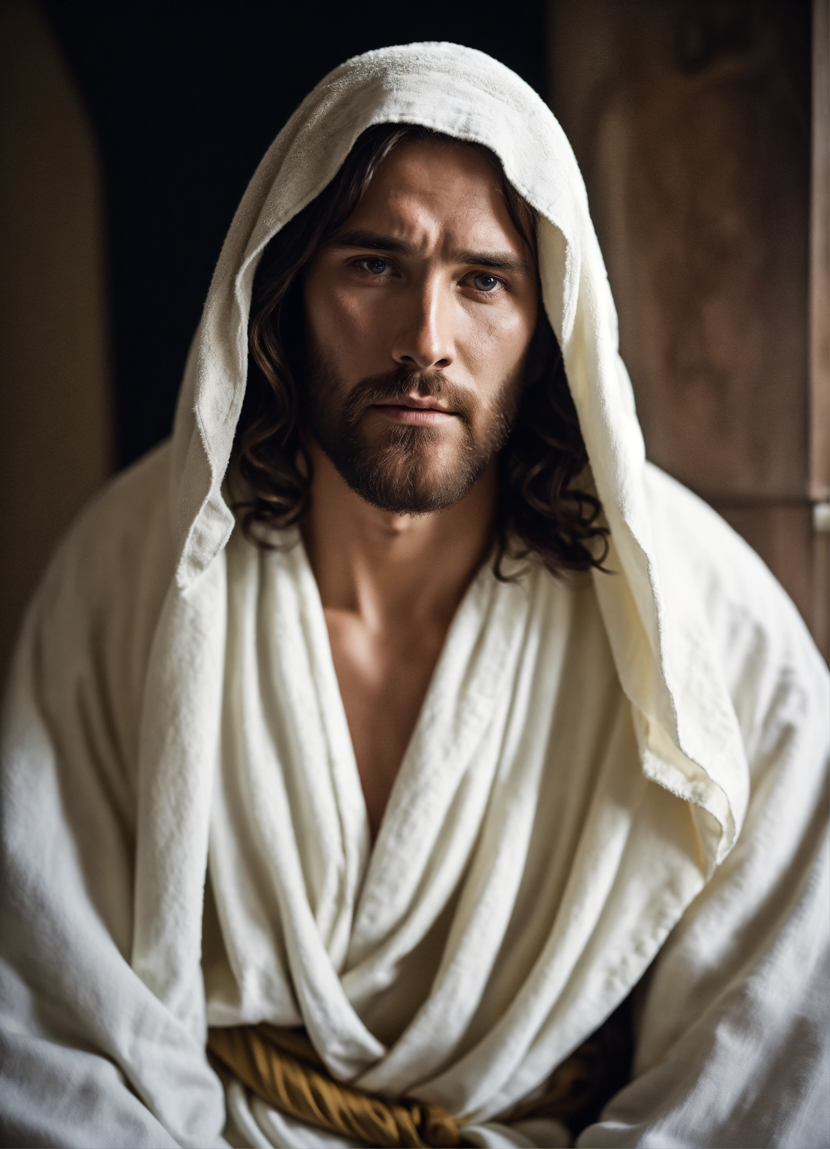 Lexica - Face of Jesus Christ, realistic photography, dressed, person ...