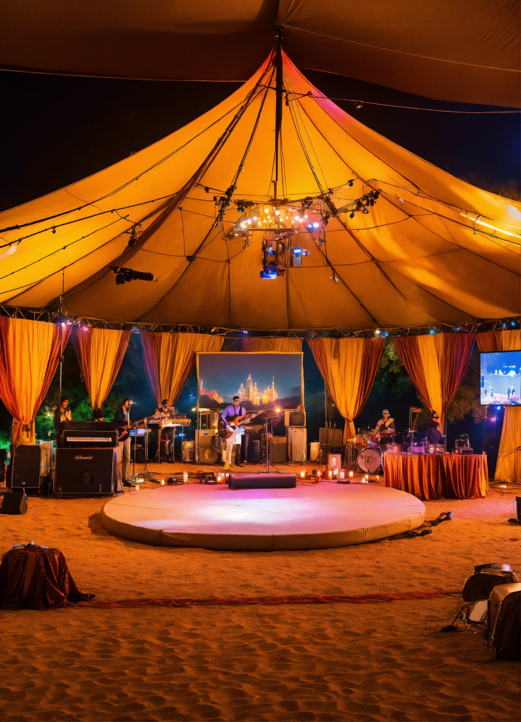 Lexica - Elegant desert Arabian tent themed outdoor concert stage with ...