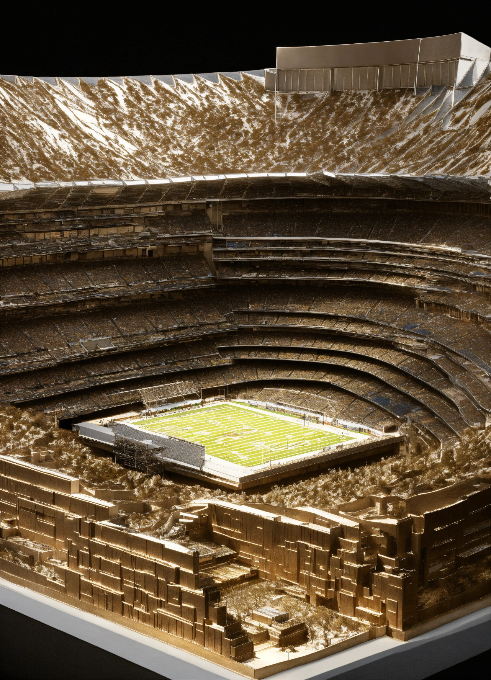 Lexica - Football stadium in the form of a bas-relief on a silver