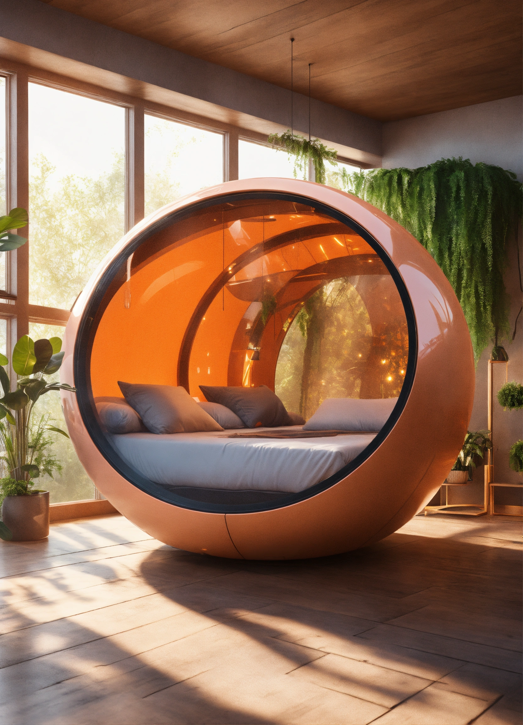 Lexica - Futuristic sci-fi sleeping relax pod, Flat Design, Product ...