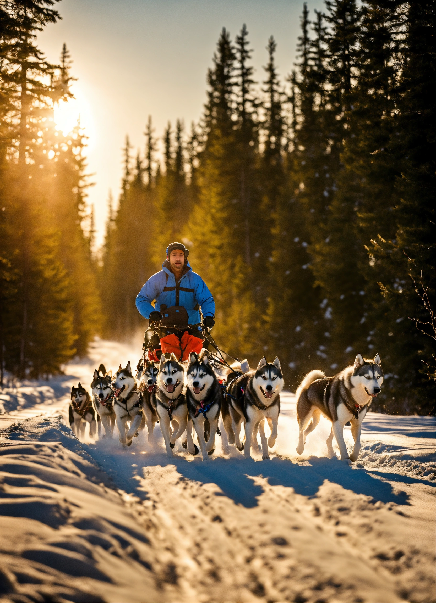 Lexica - A Husky mushing a team of humans