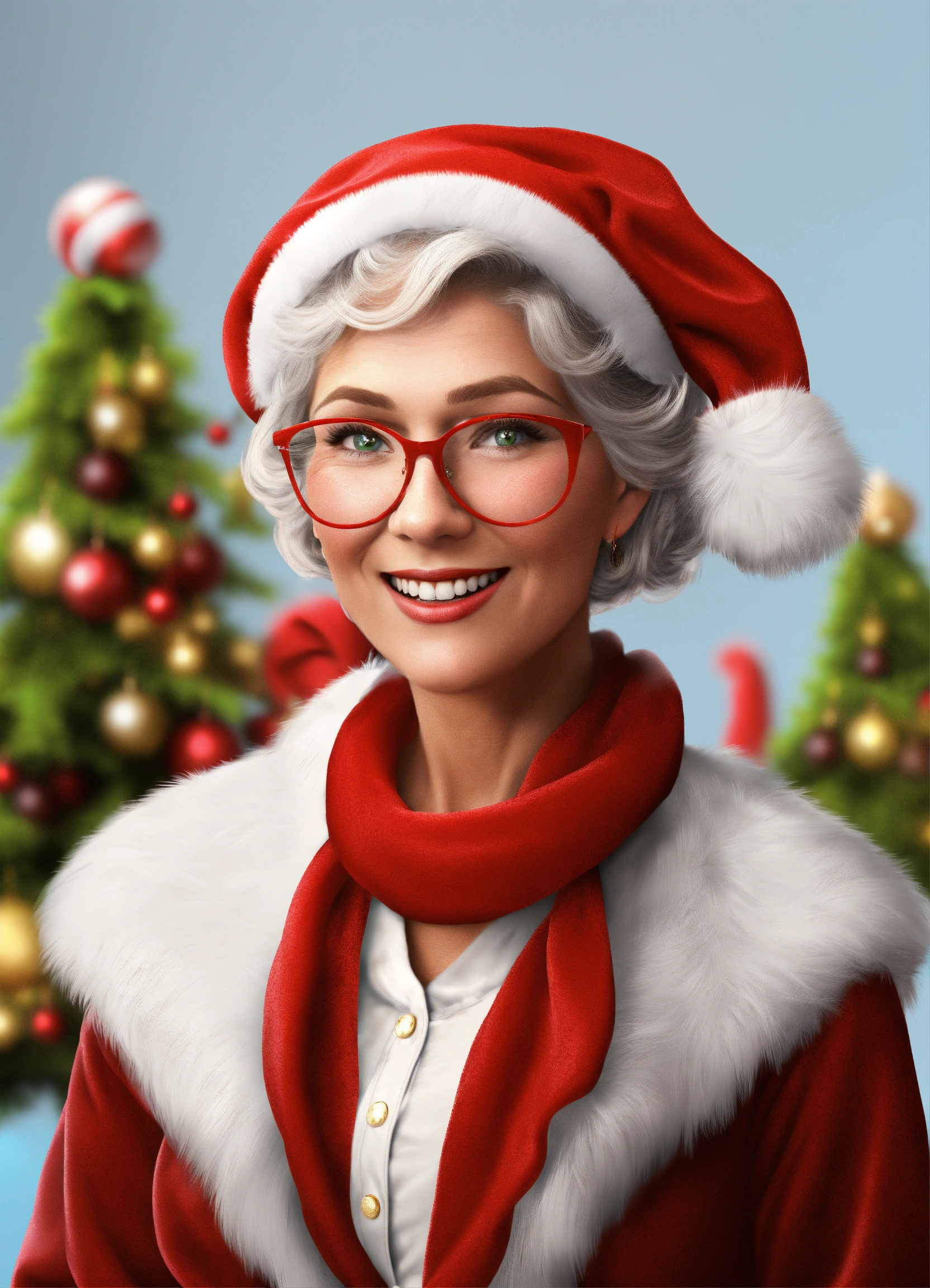 Lexica - Cartoon mrs. claus, hyper realistic on white background