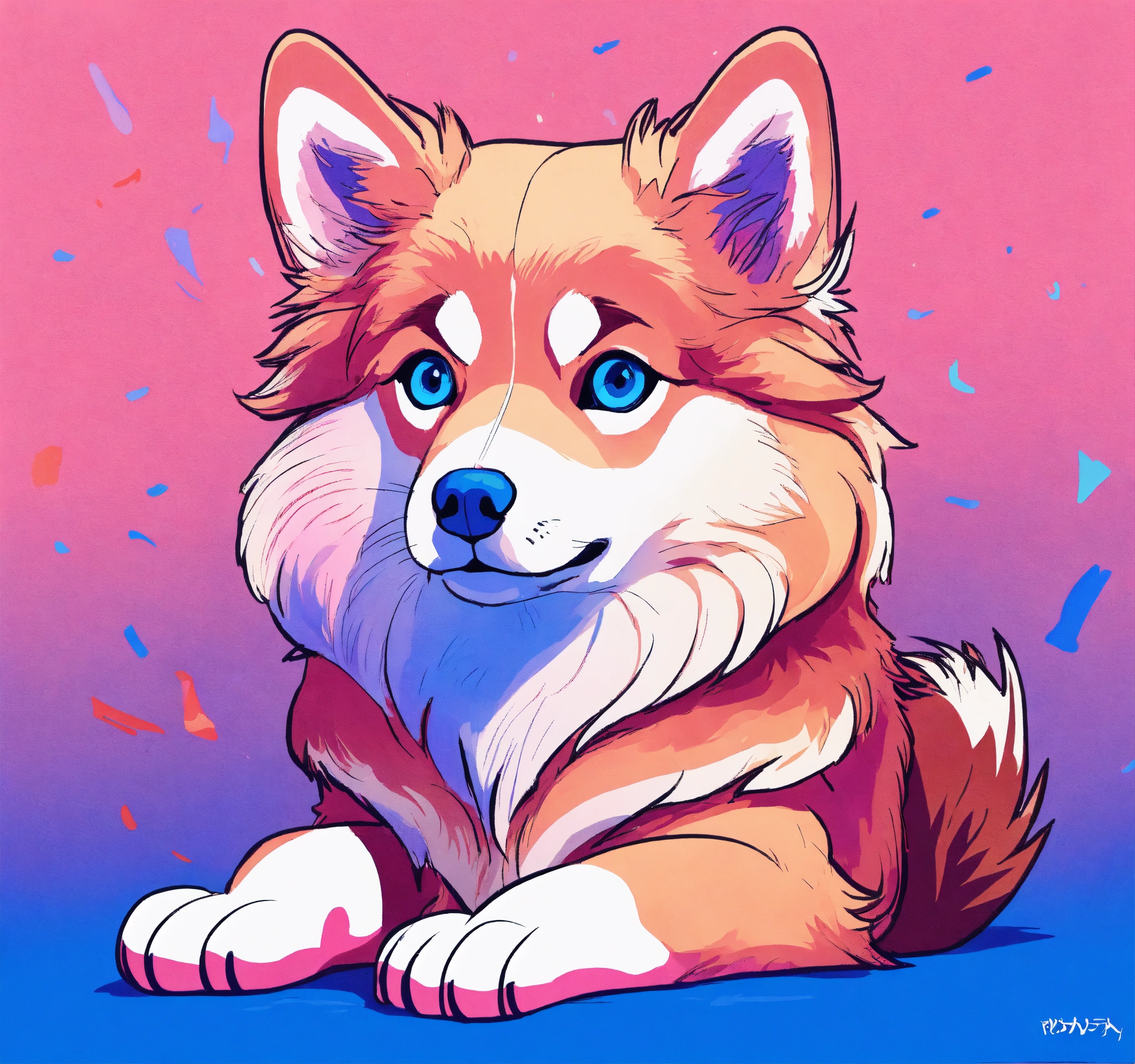 Lexica - A full body image of a pomsky with long hair and blue eyes ...