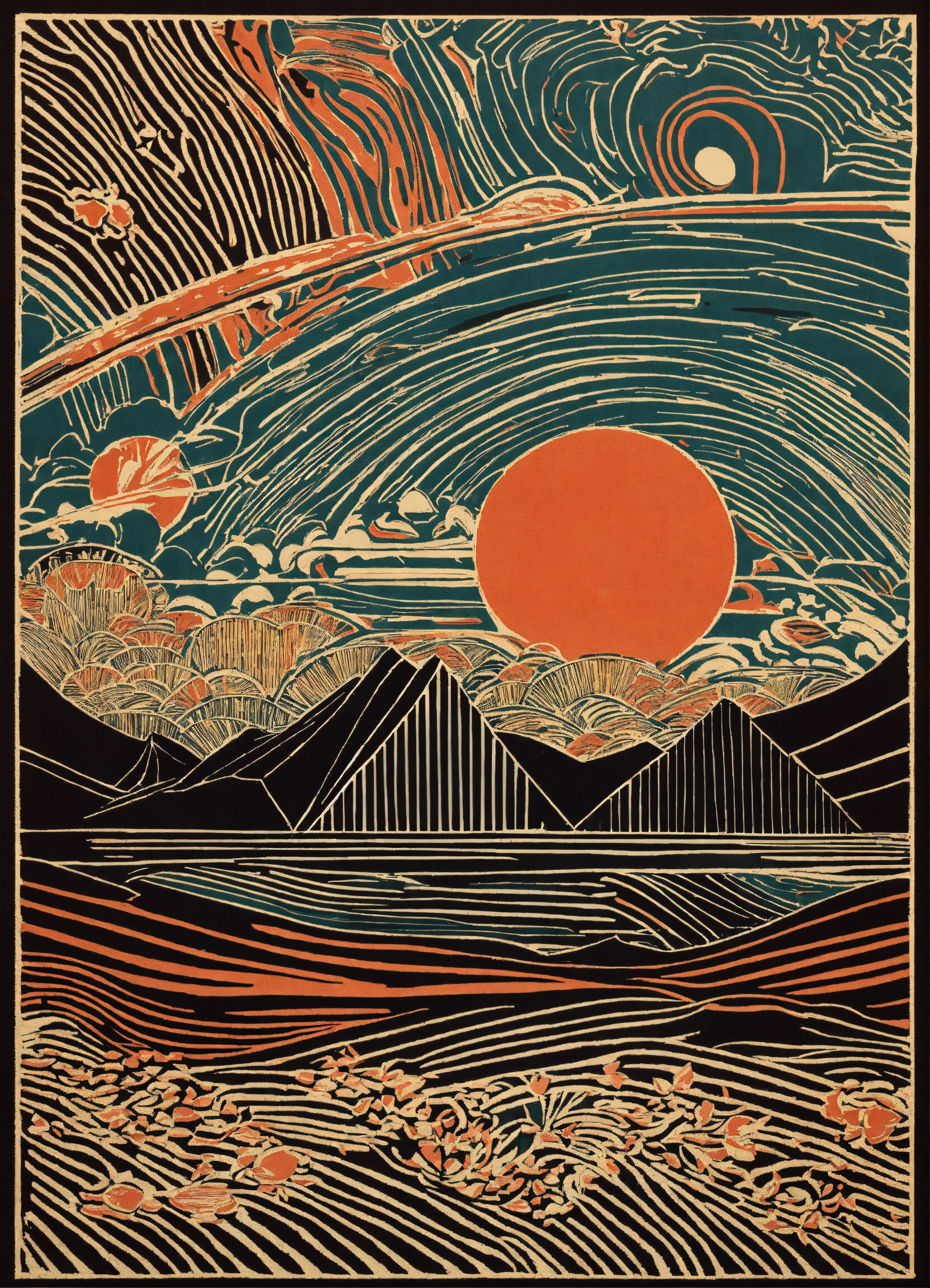 Lexica - Linocut, abstract art