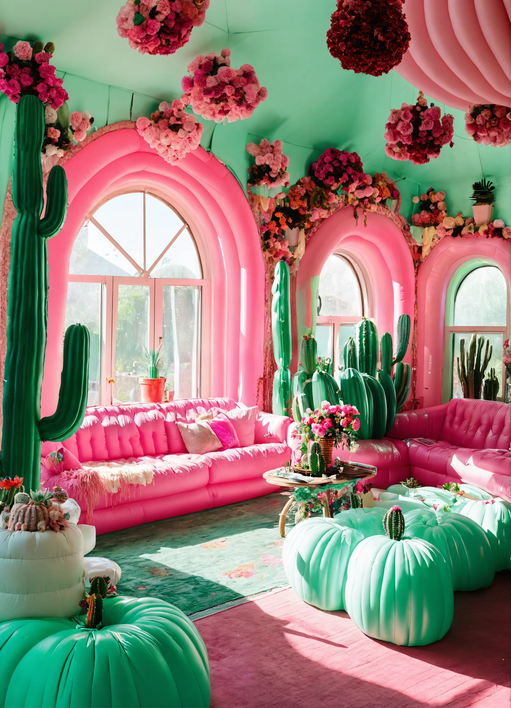 Lexica - A grand sitting room inside of an inflatable house with an ...