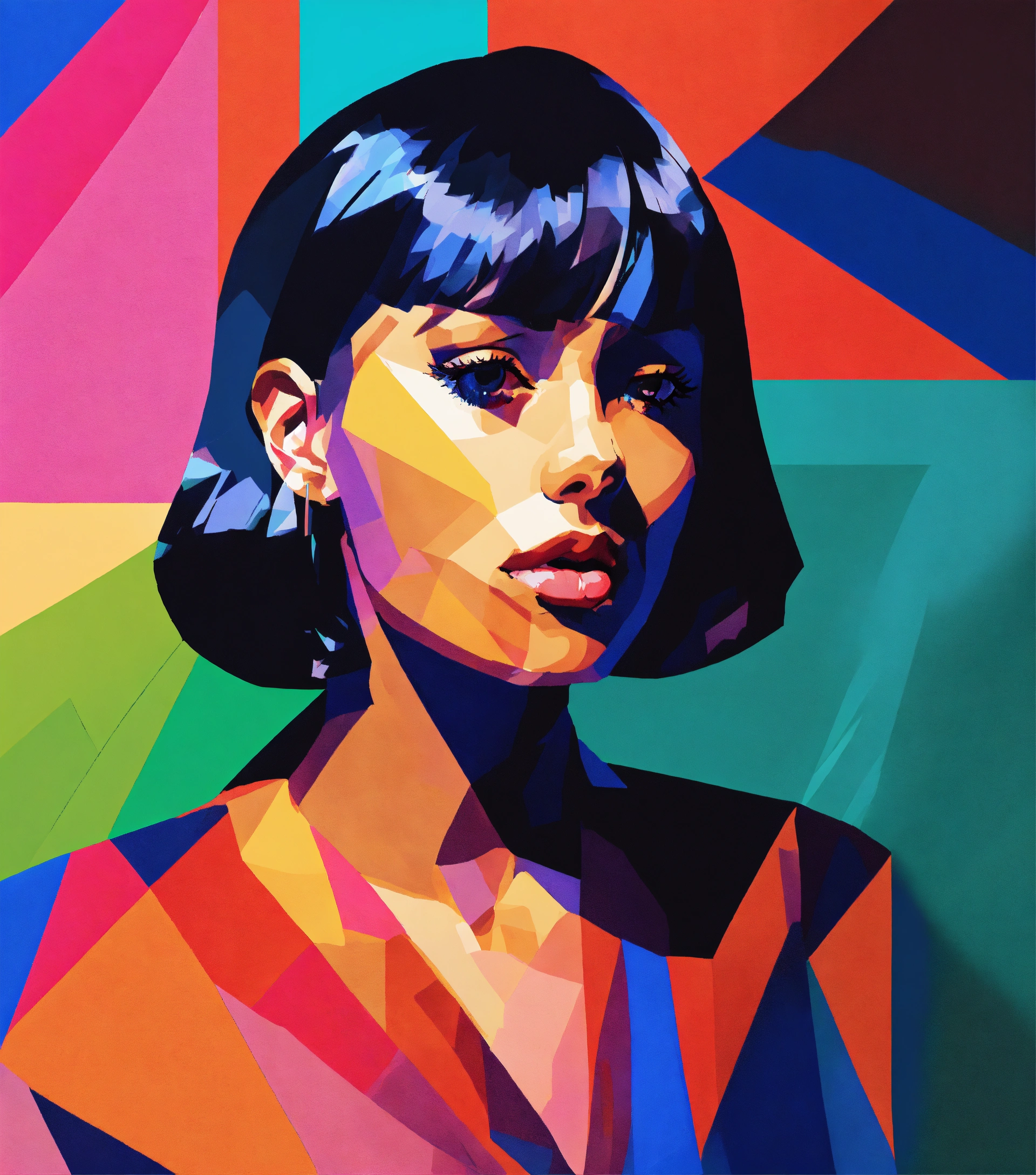 Lexica - Simplified abstract illustration of close up portrait of ...
