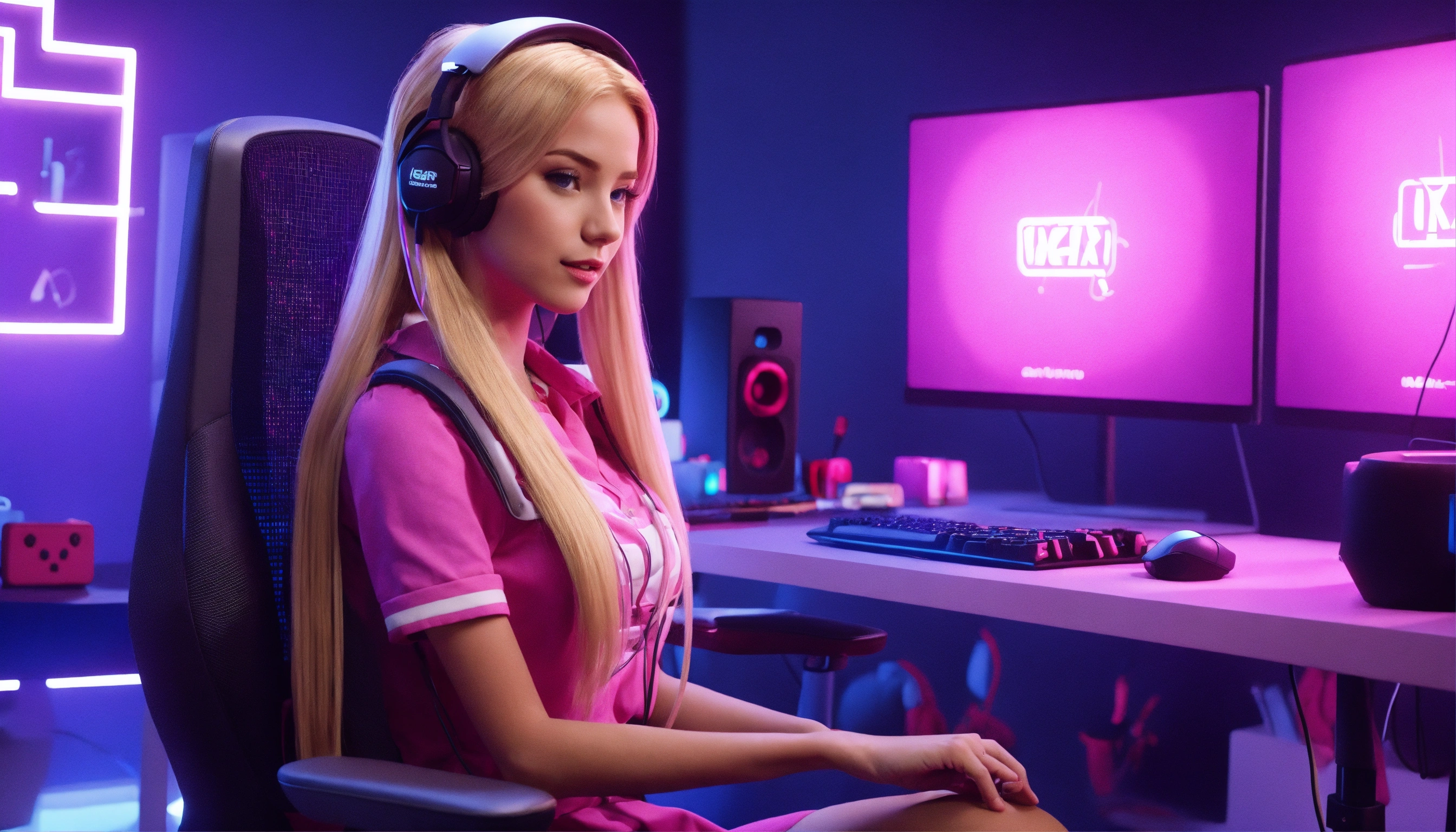 Lexica - Cute blonde European woman, long hair, streamer, gamer ...
