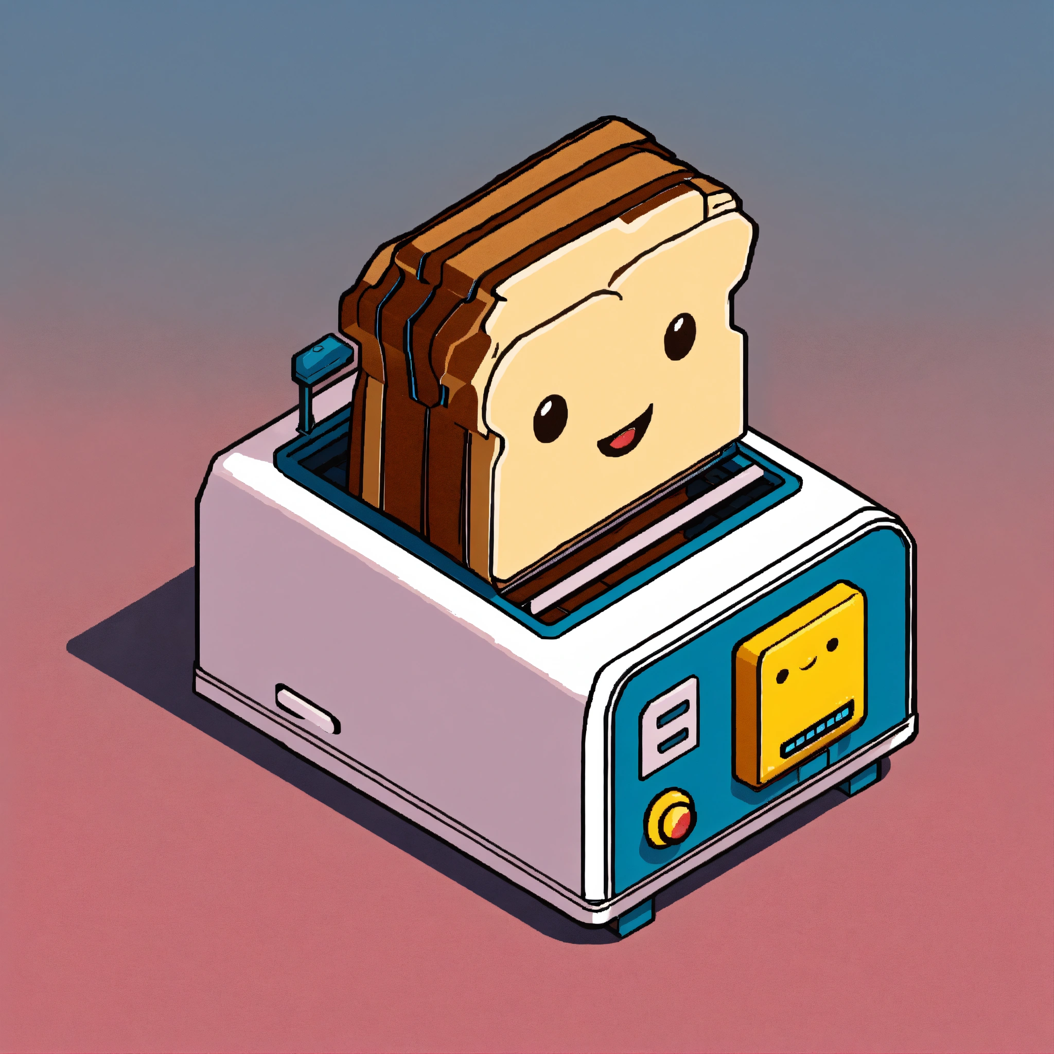 Lexica - Smiling bread toaster enemy. isometric. simple pixel art.