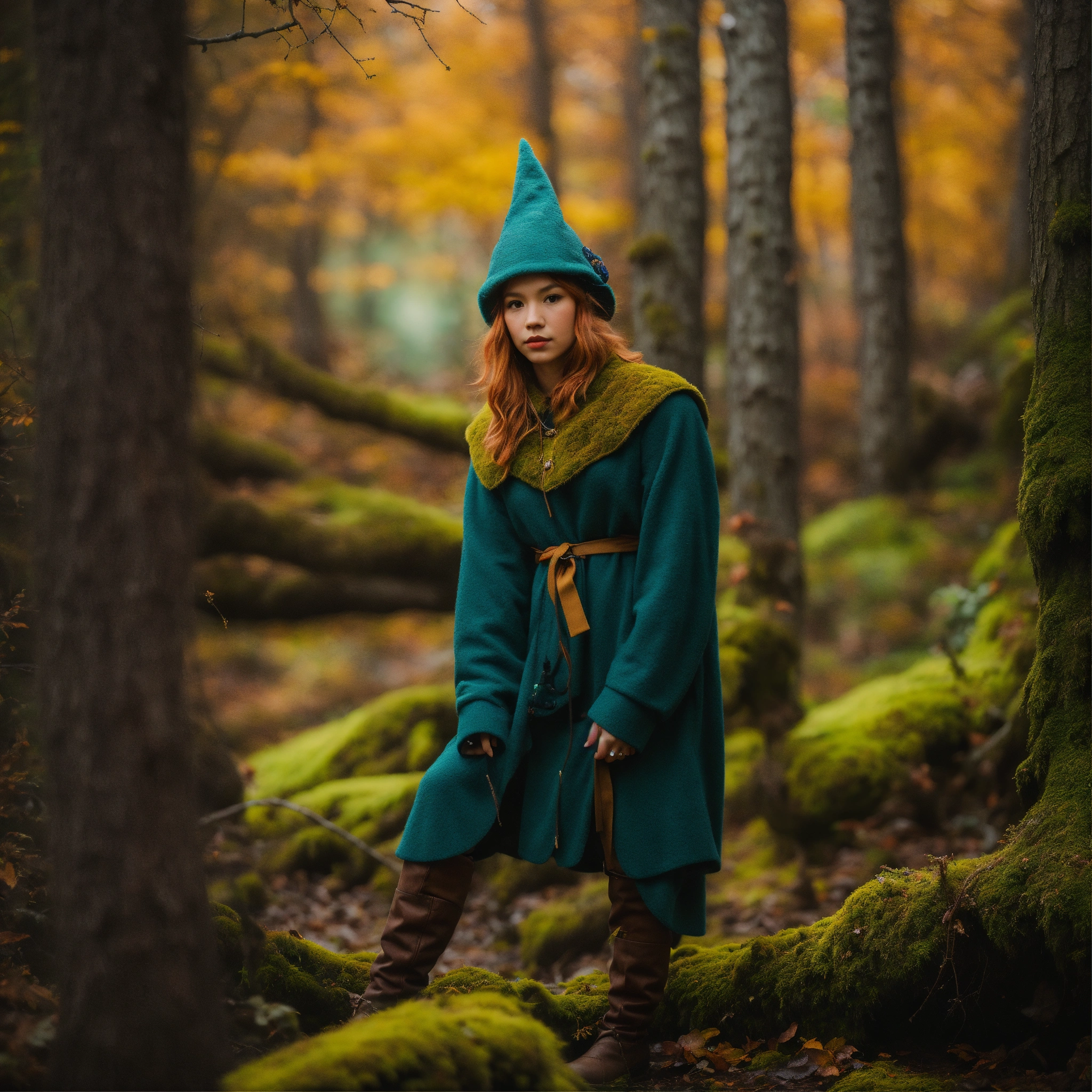 Lexica - A realistic elf among the trees, forest lake, moss, cold ...
