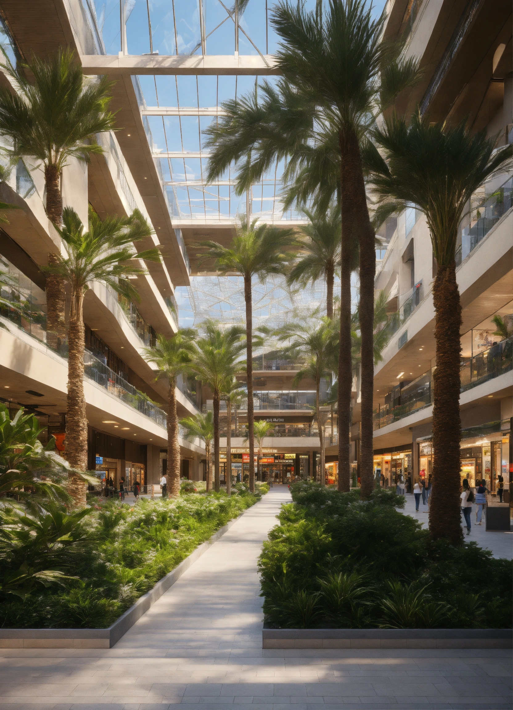 Lexica - A steel shopping mall L shaped with plan trees in front, a ...