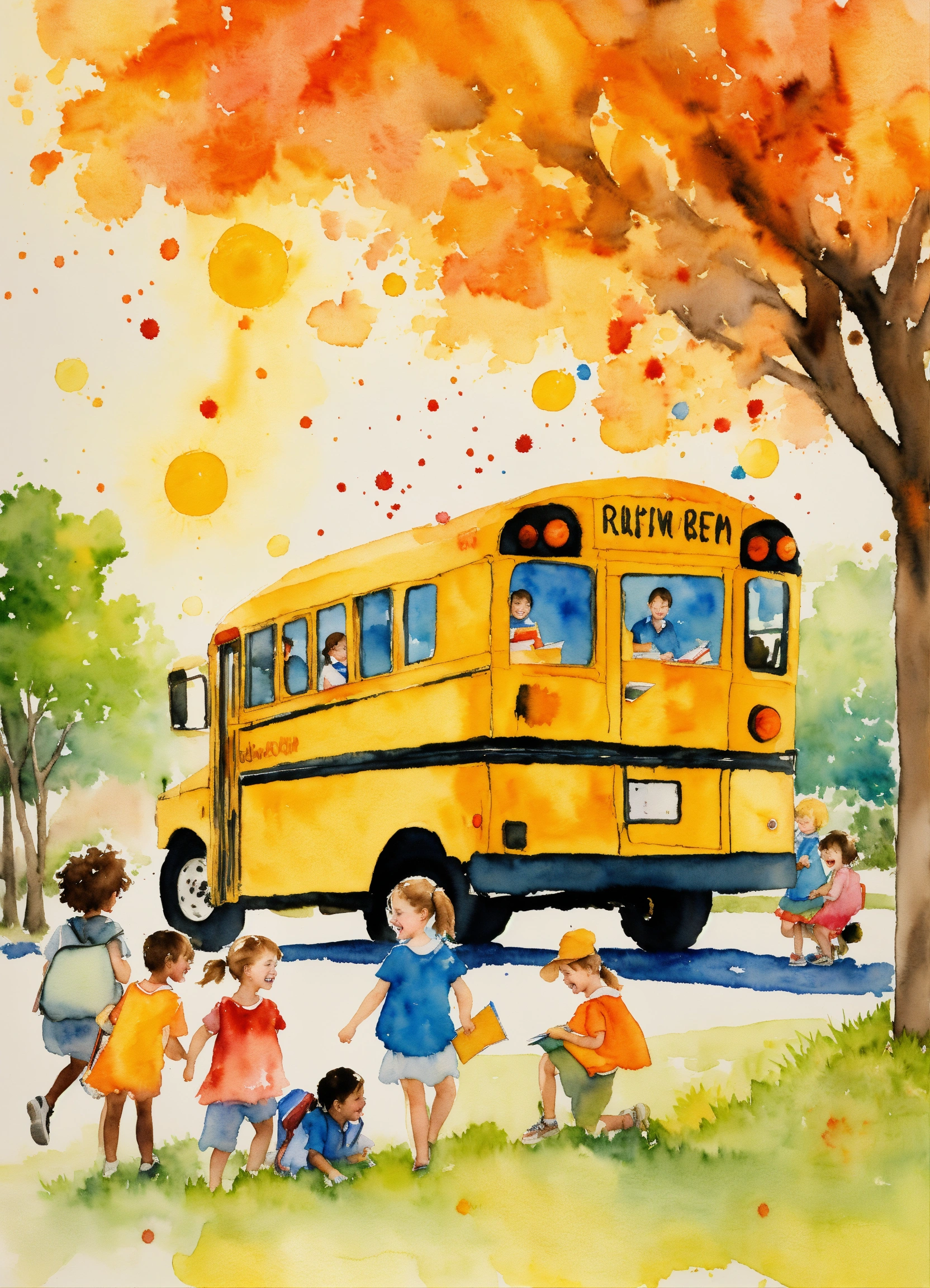 Lexica - A disorderly watercolor painting of children getting homework ...