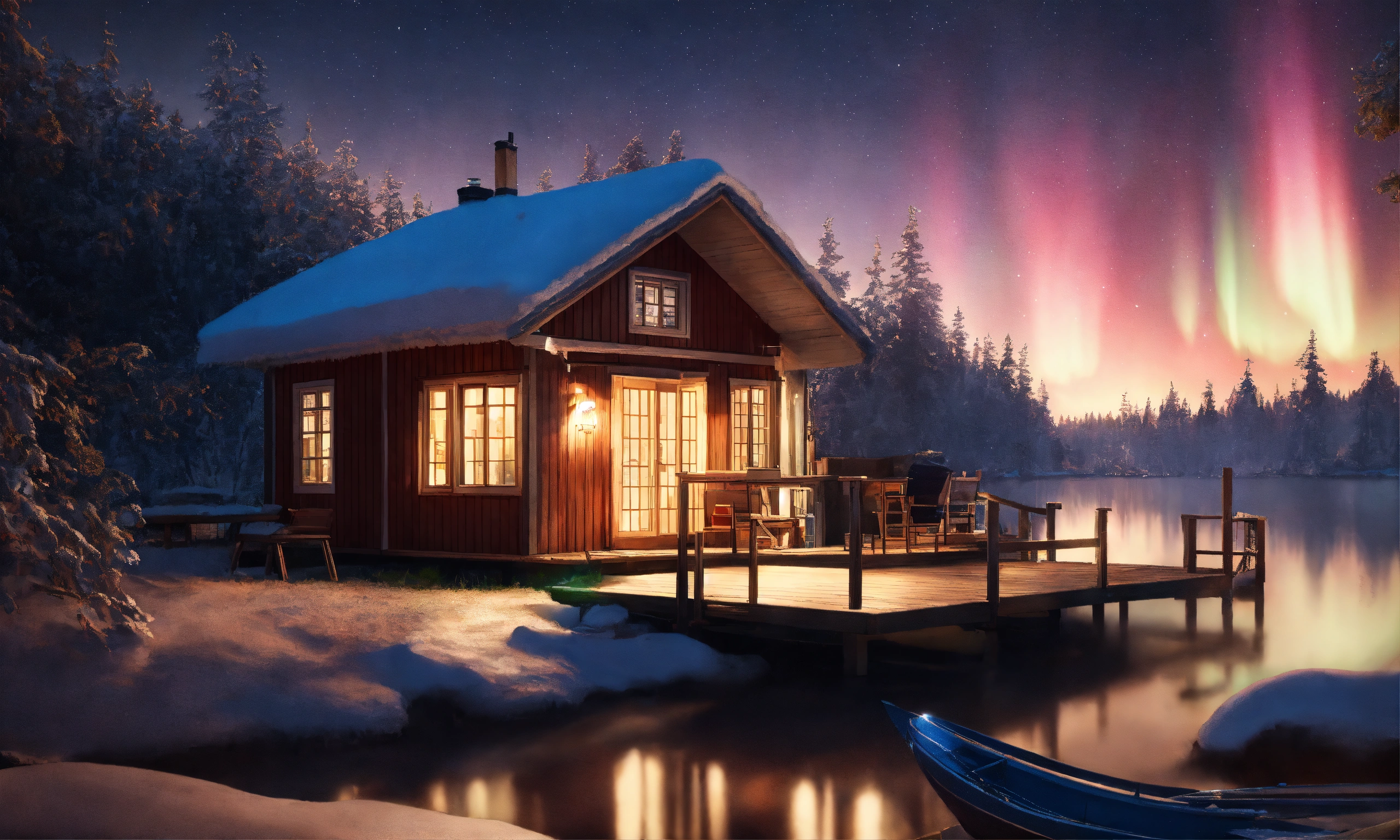 Lexica - Epic shot of ultra cozy small cottage in Sweden with a veranda ...