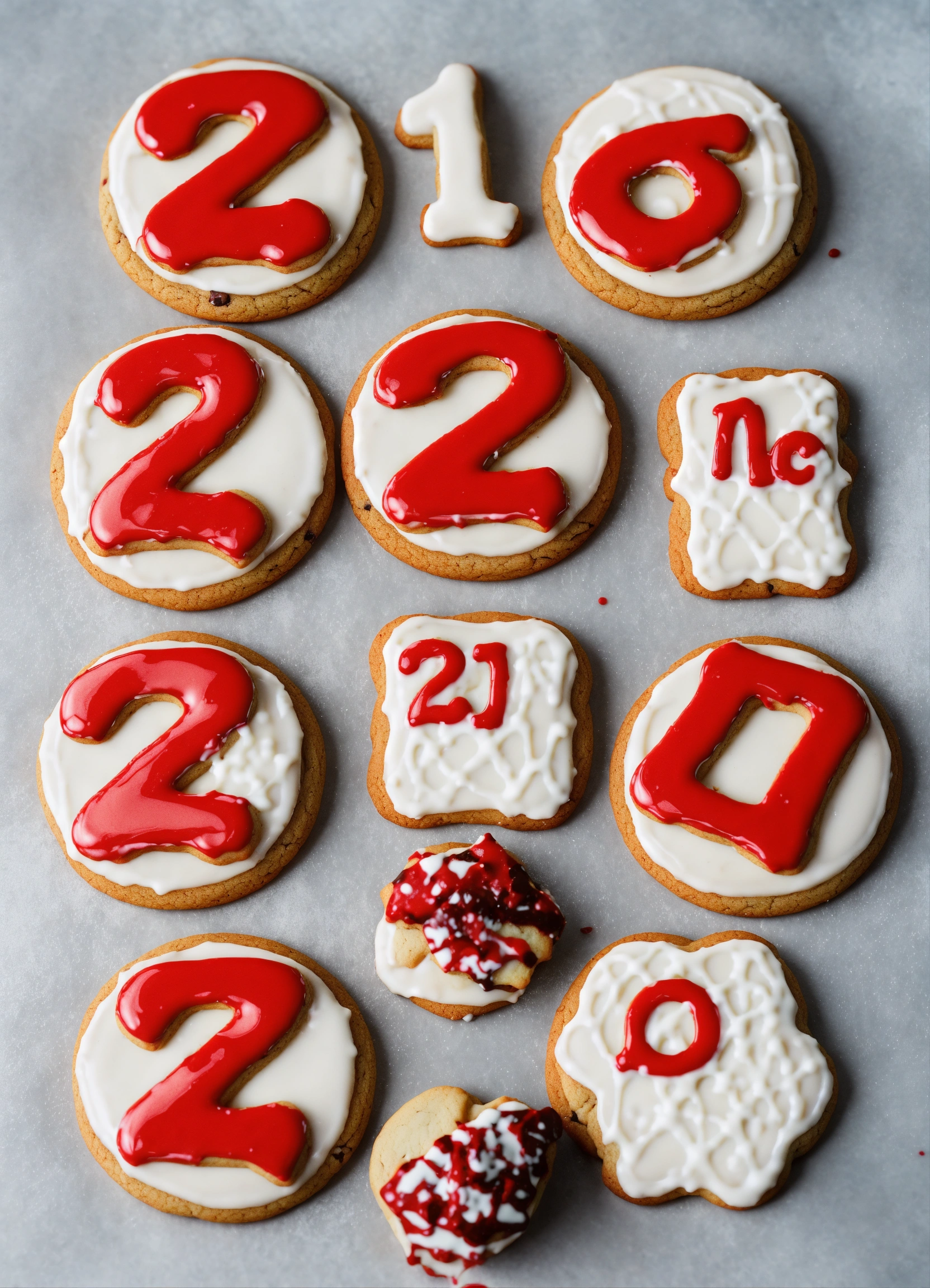 Lexica - Set of 6 glazed cookies with a number 2 on each cookie, with ...